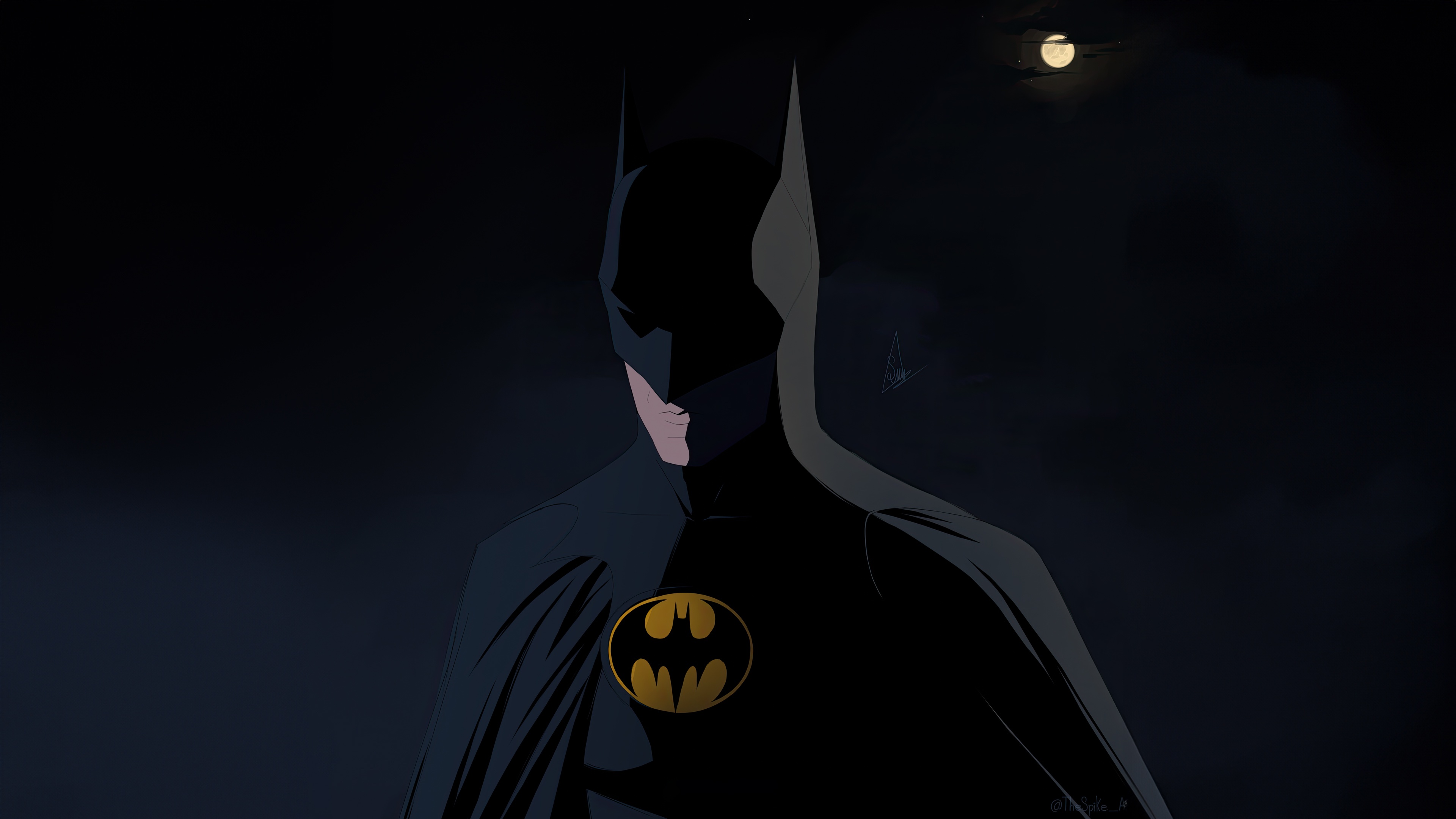 Batman Standing in the Dark with Moon HD Wallpaper