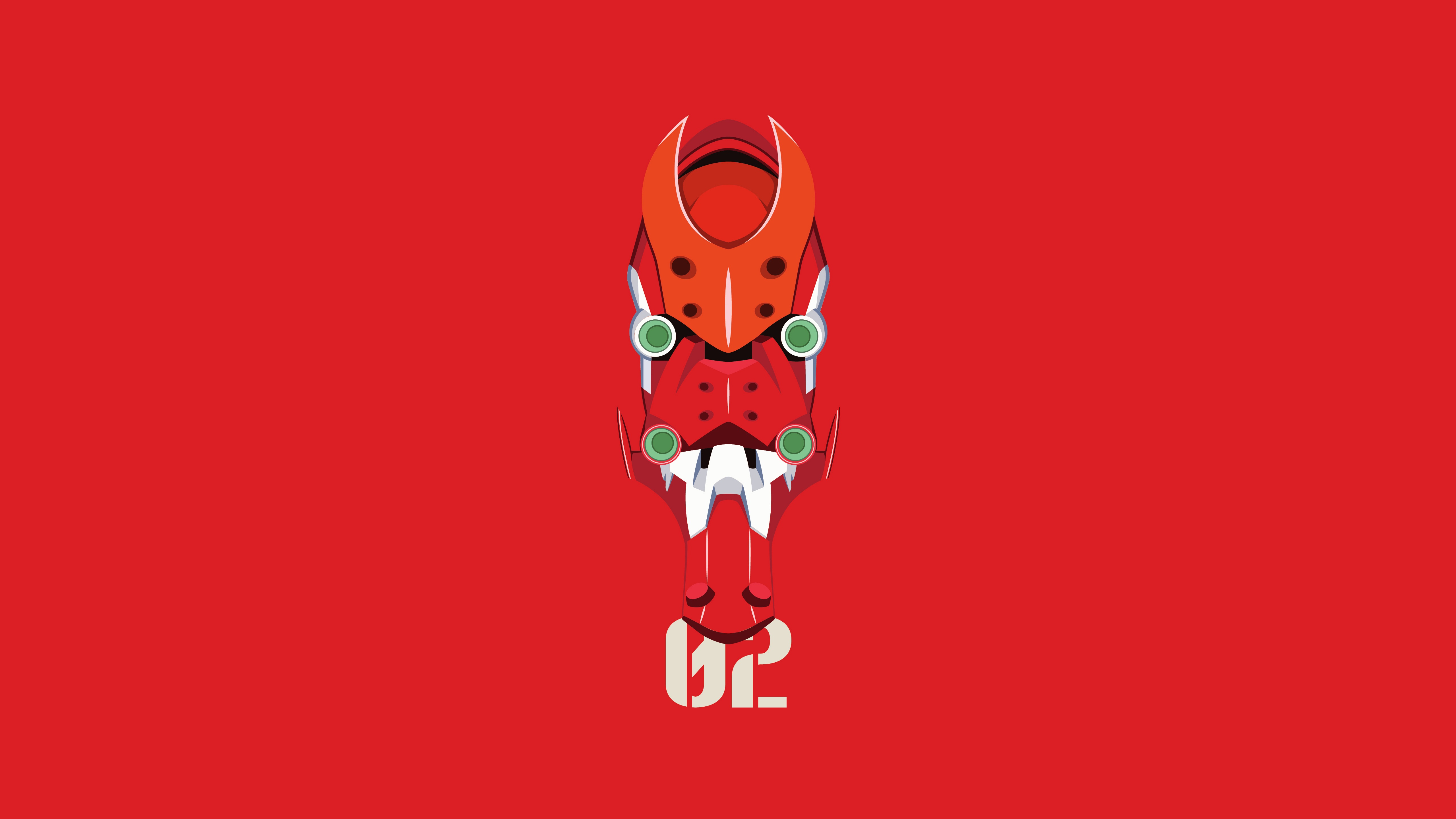 Evangelion Unit 02 Minimalist Design HD Wallpaper