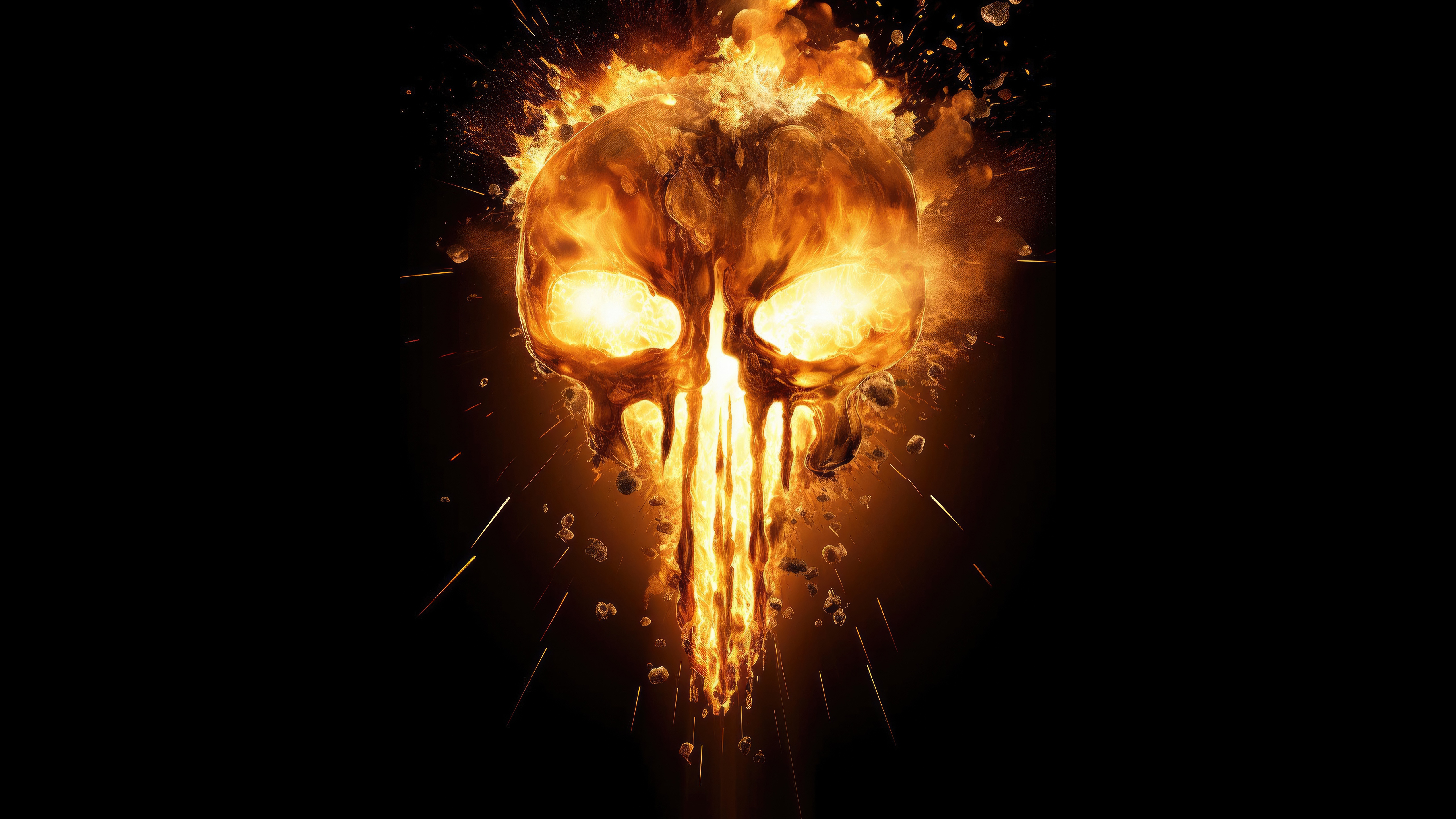 Punisher Skull on Fire HD Wallpaper
