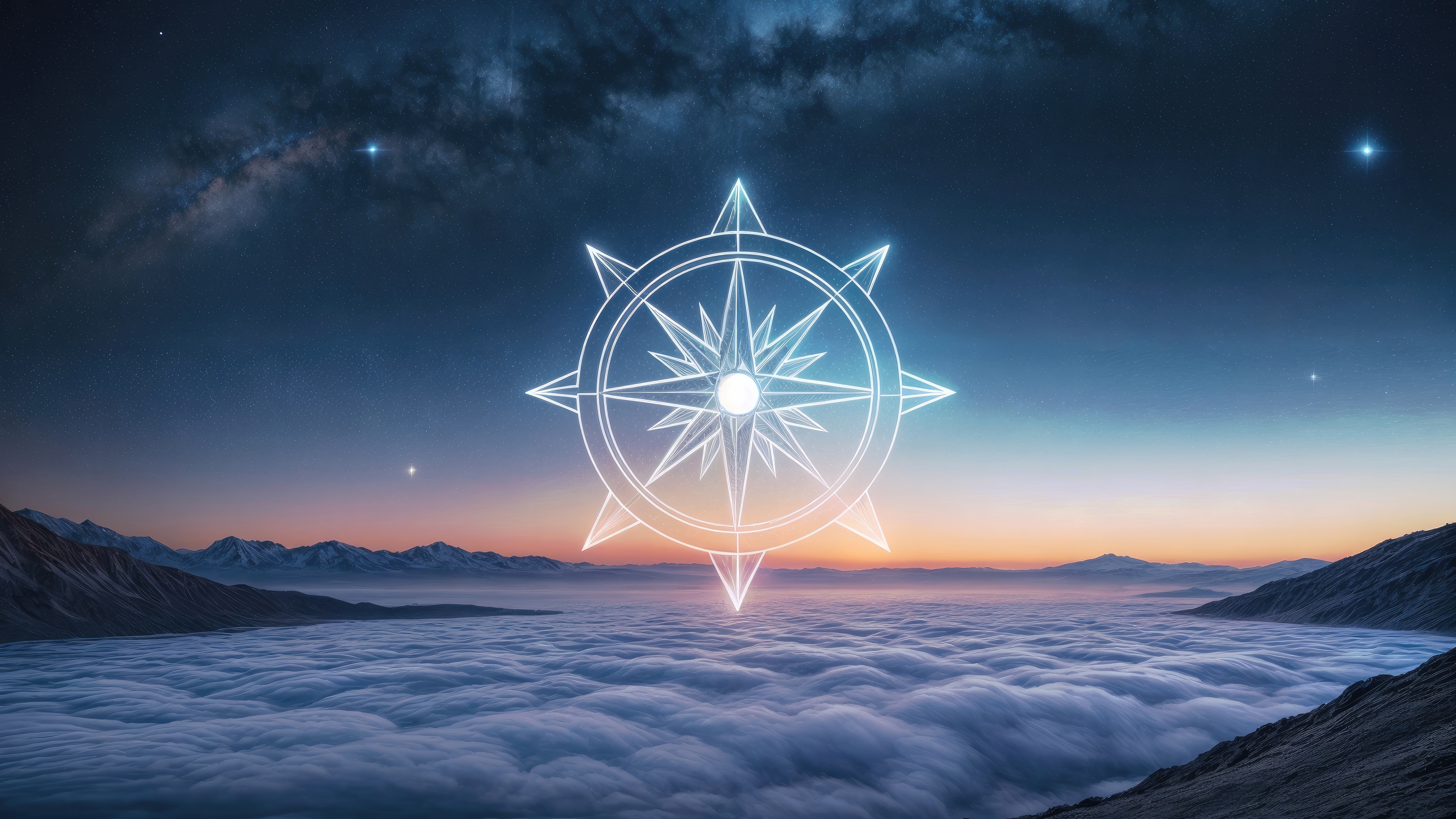 Oregonick North Star Over Clouds and Mountains HD Wallpaper