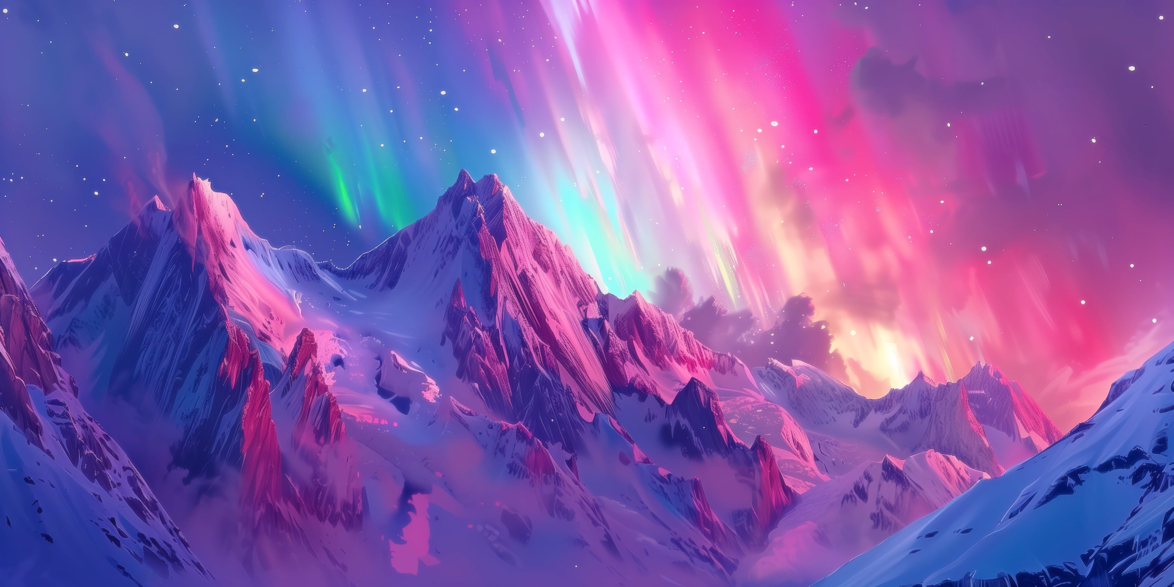 The Mystical Beauty Of The Northern Lights Over Mountains HD Wallpaper