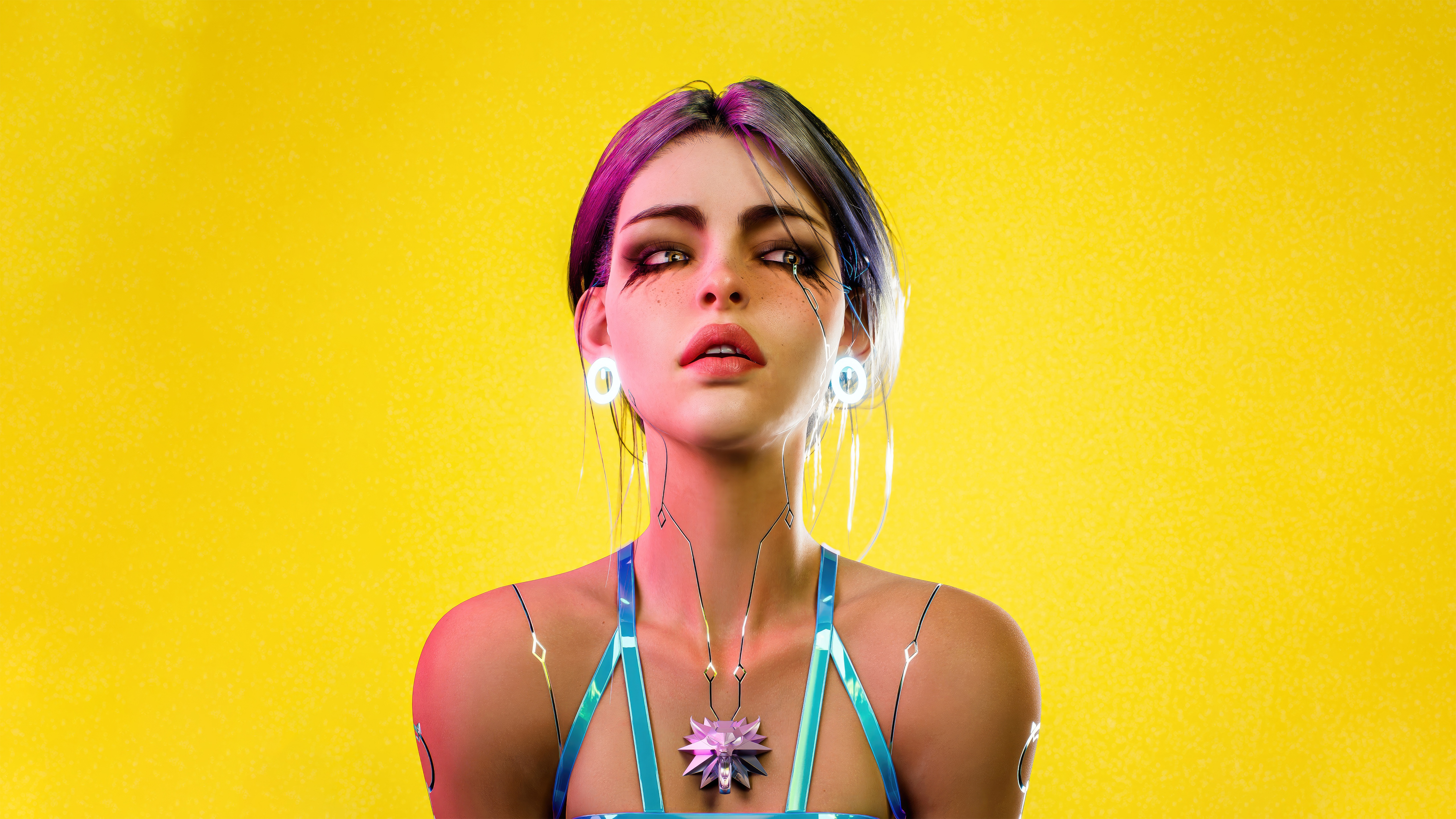 Ciri in Cyberpunk style with purple hair HD Wallpaper