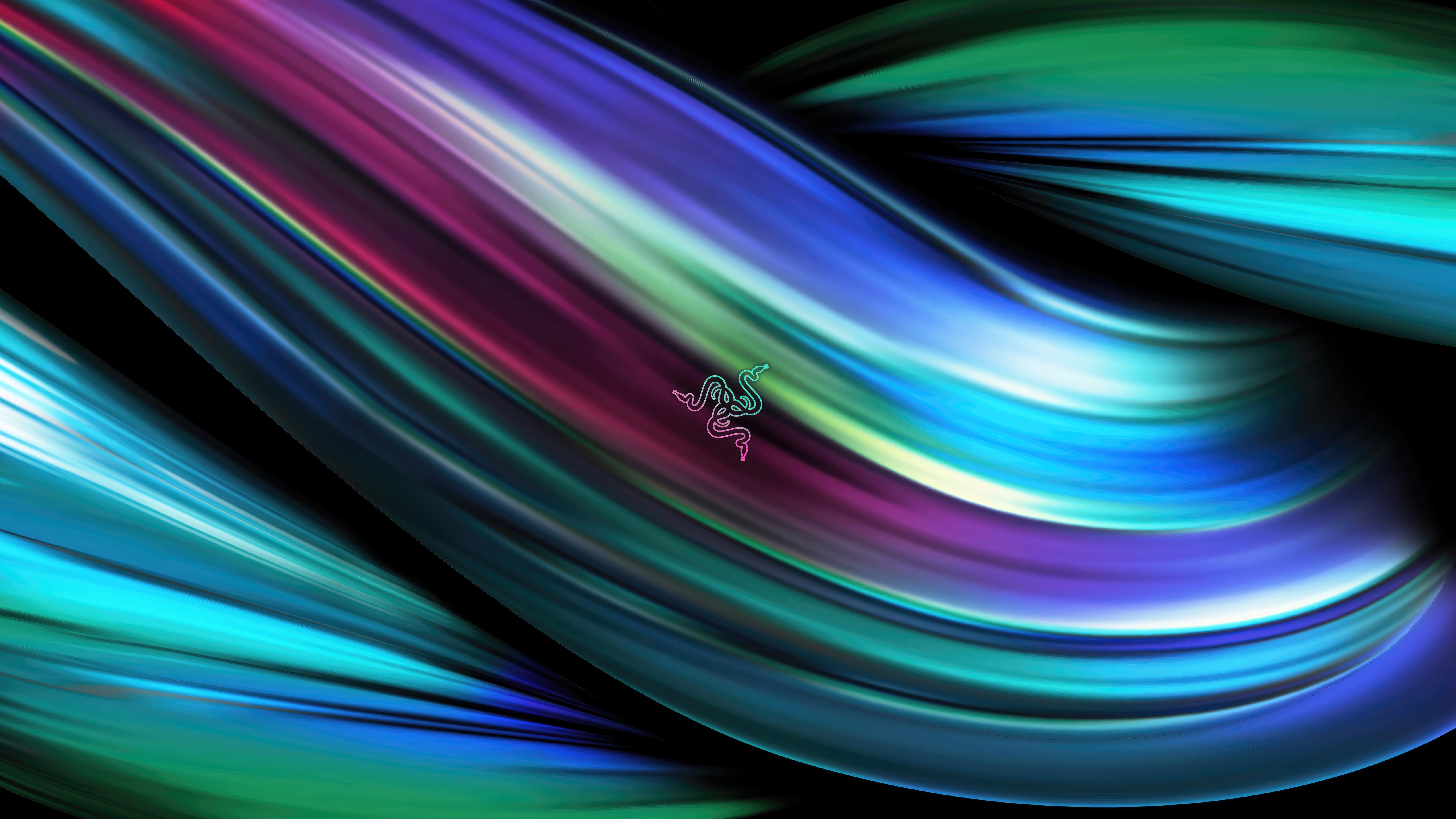 Razer logo on abstract colorful light streaks HD Wallpaper