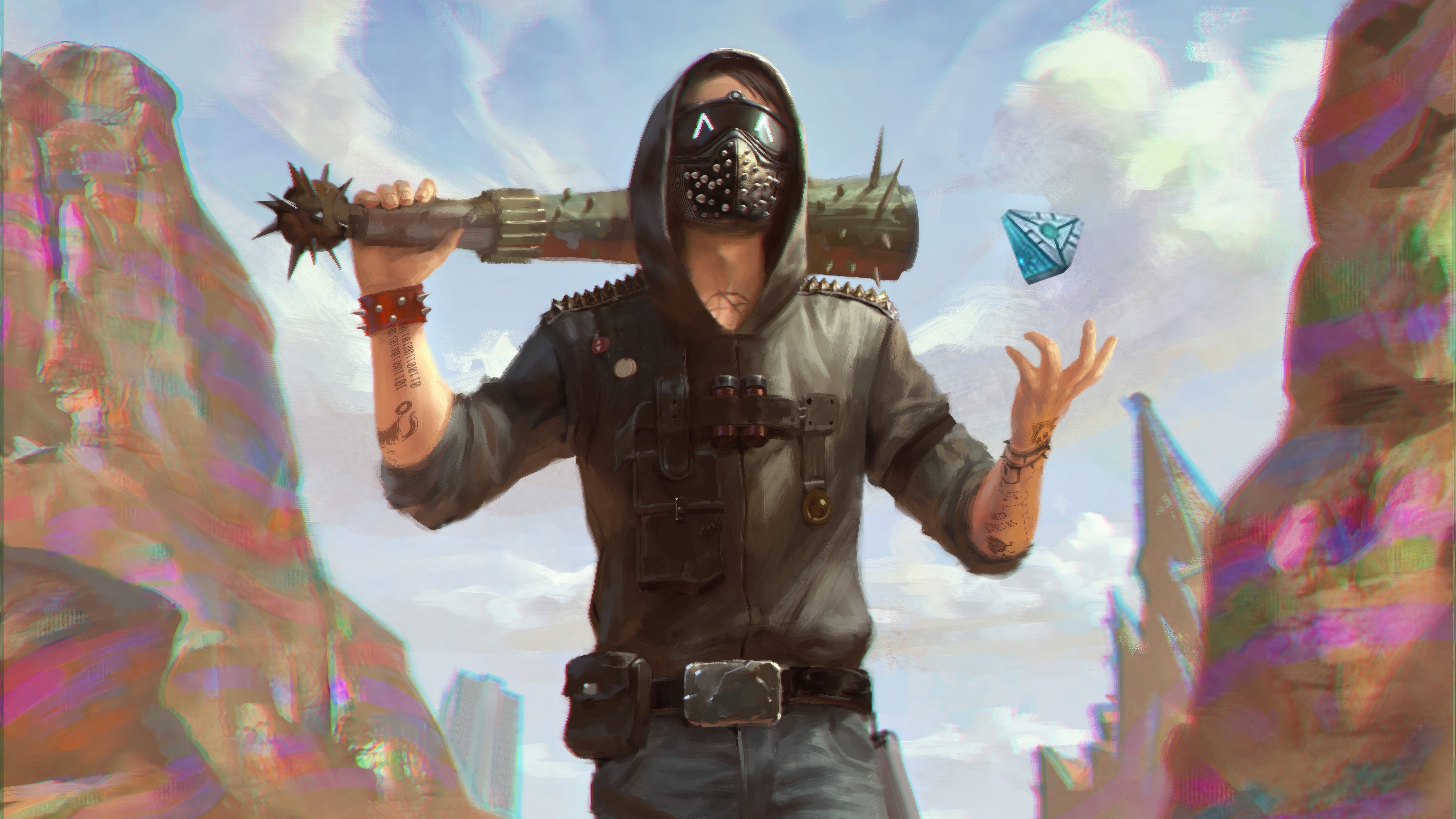Cross The Ages X Watch Dogs character with a wrench HD Wallpaper