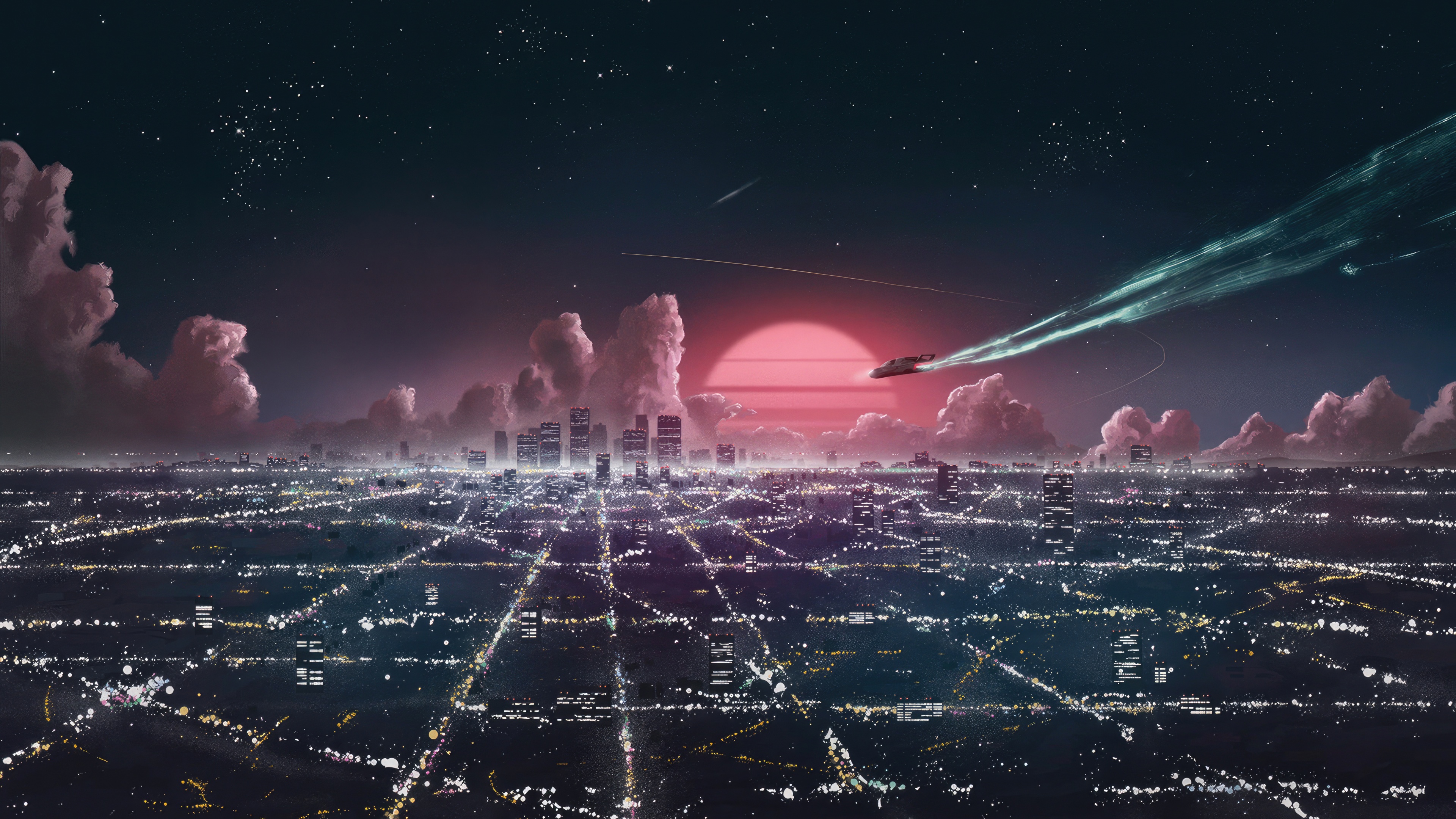 Starlit Journey To Twilight City HD Wallpaper
