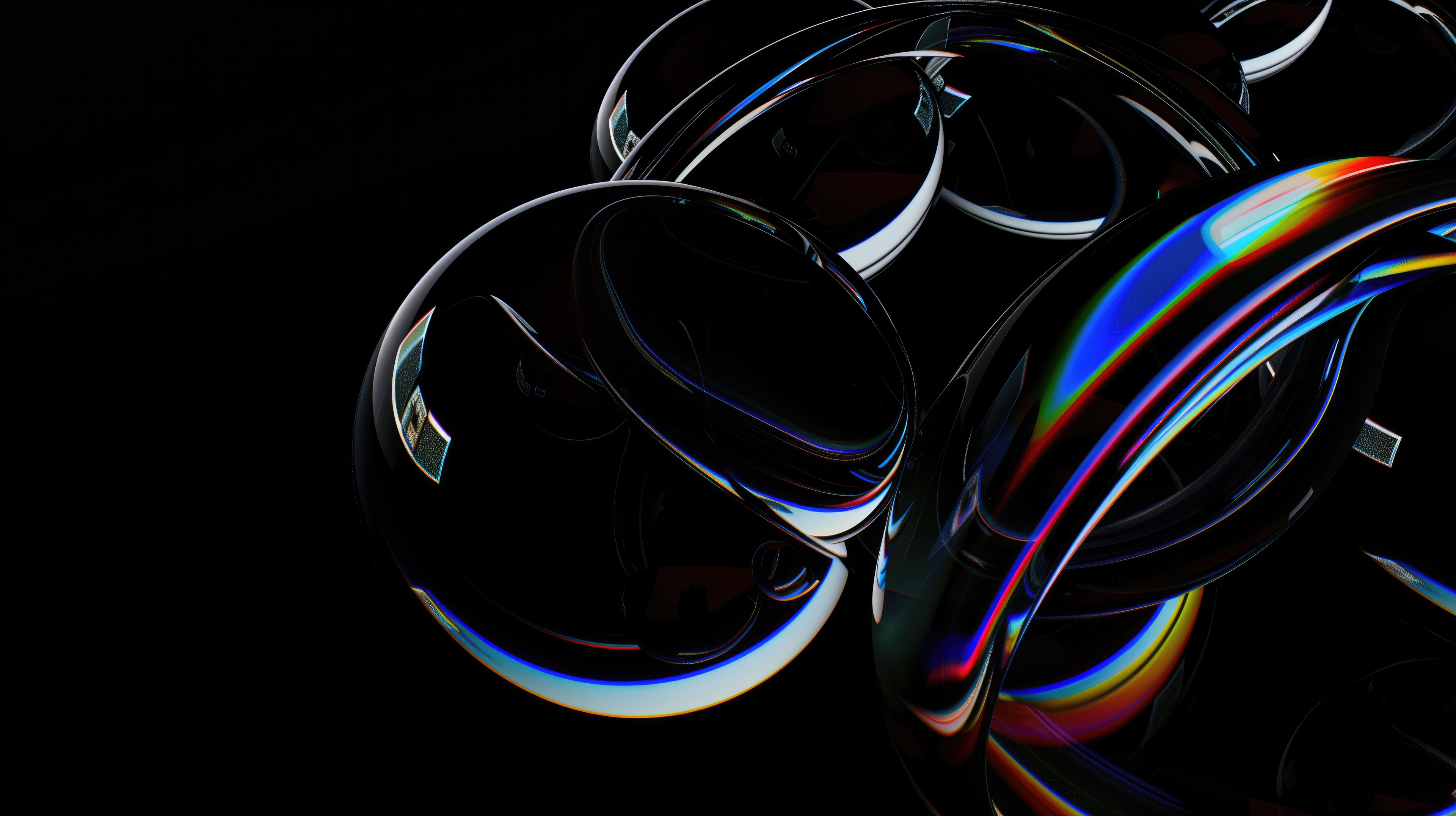 Abstract Glass Reflections on Black Background HD Wallpaper