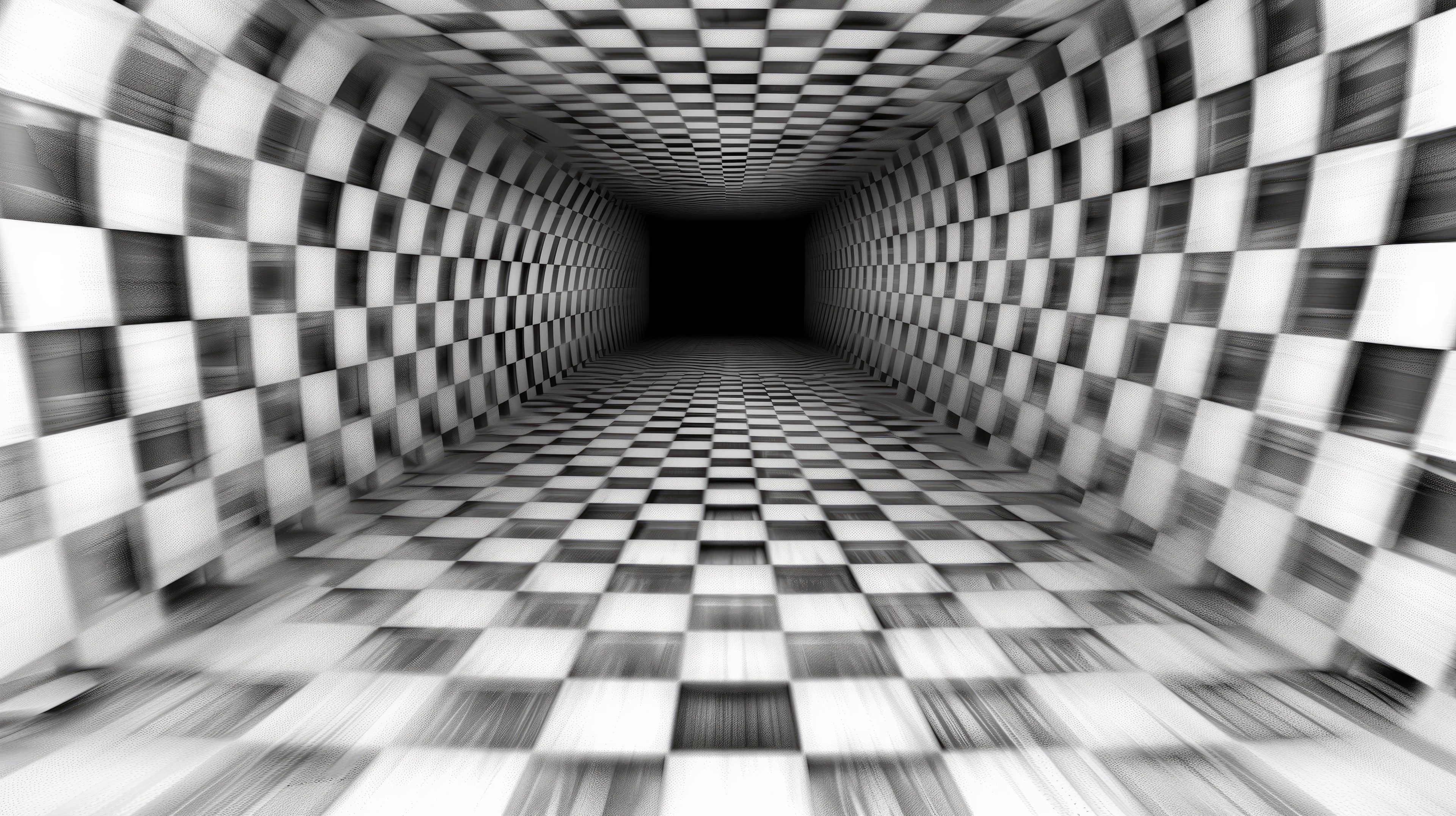 Hypnotic checkerboard tunnel with motion blur HD Wallpaper