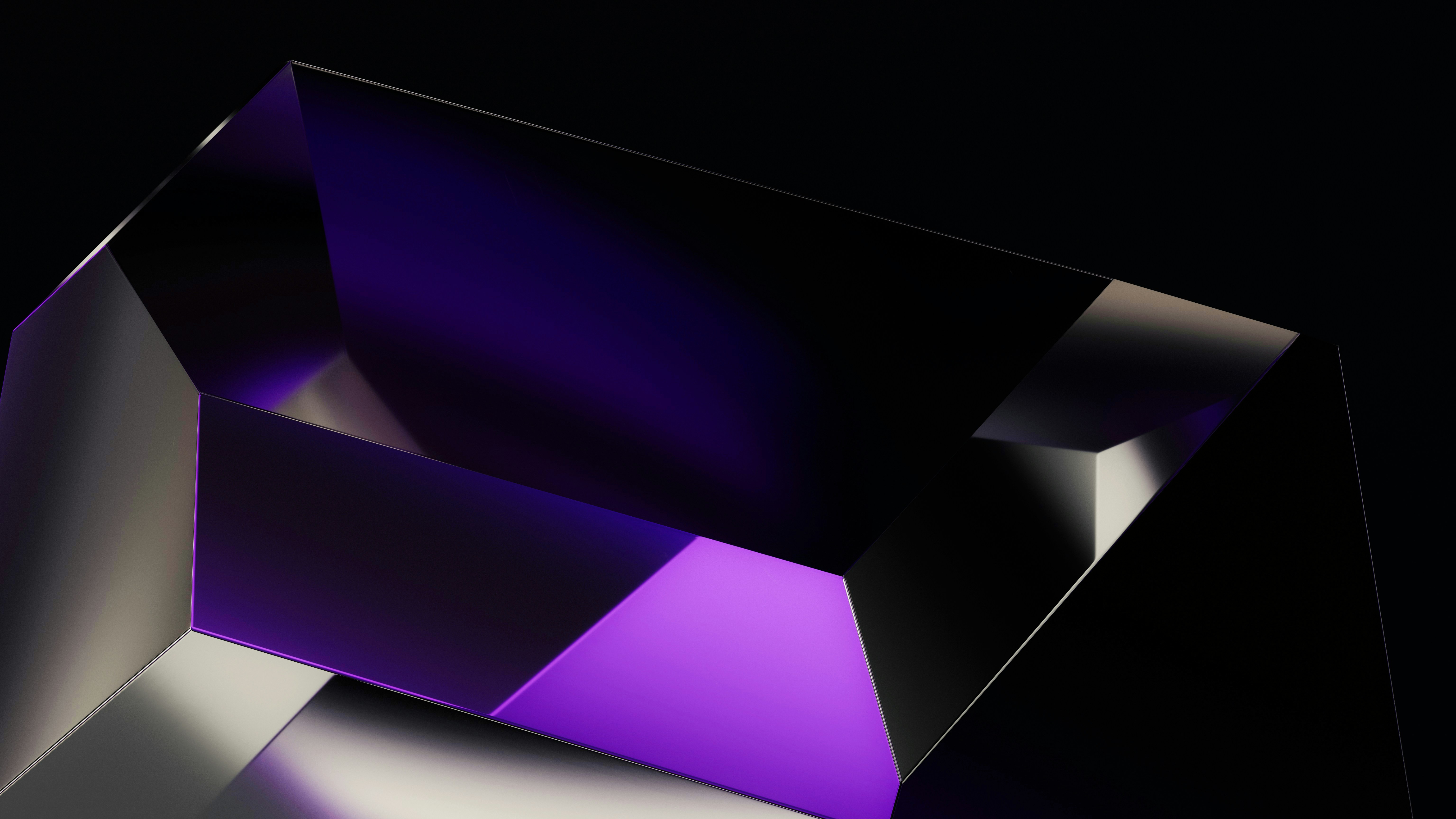 Shiny purple geometric object with reflections HD Wallpaper