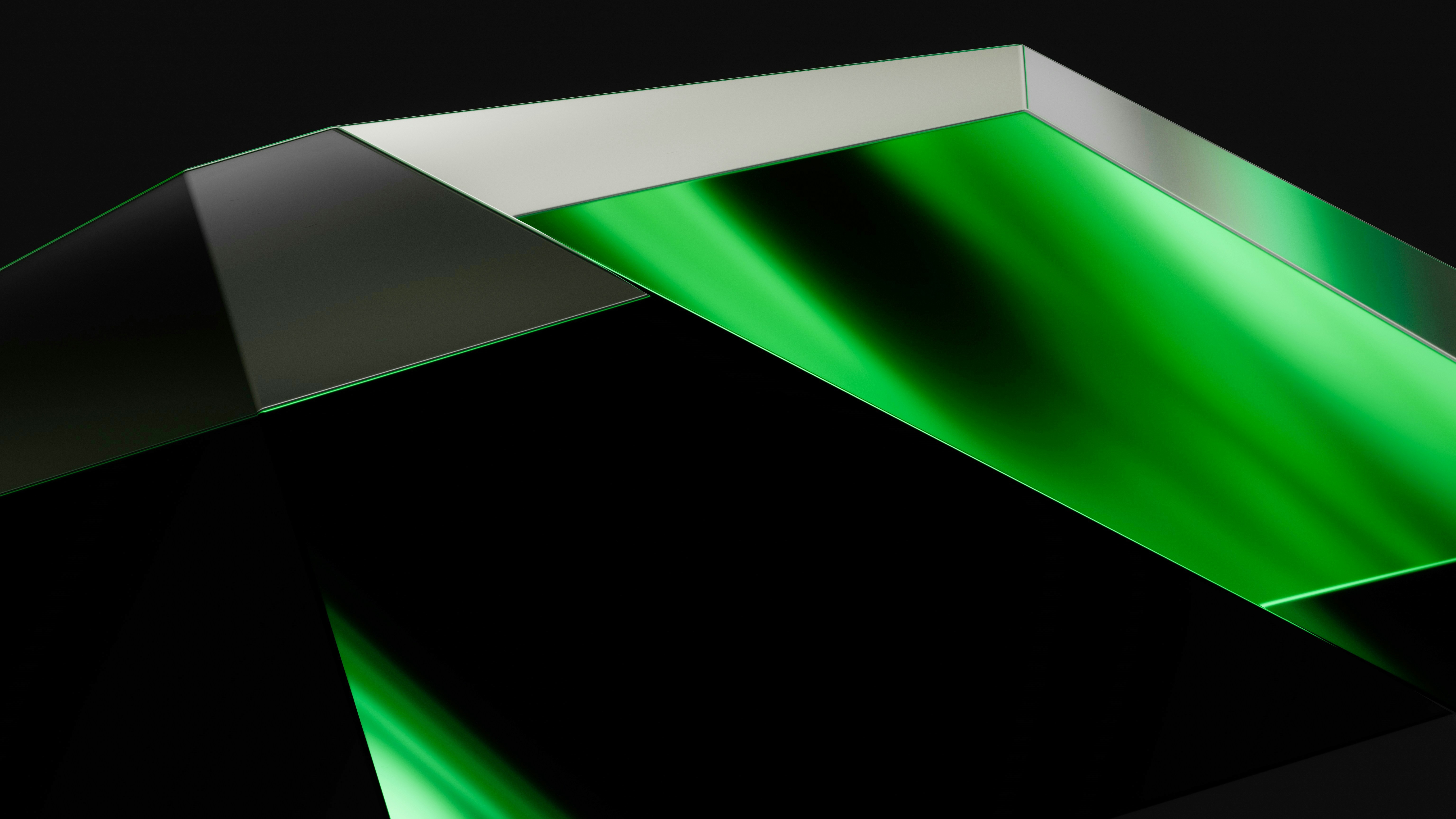 Abstract green and white geometric shapes HD Wallpaper