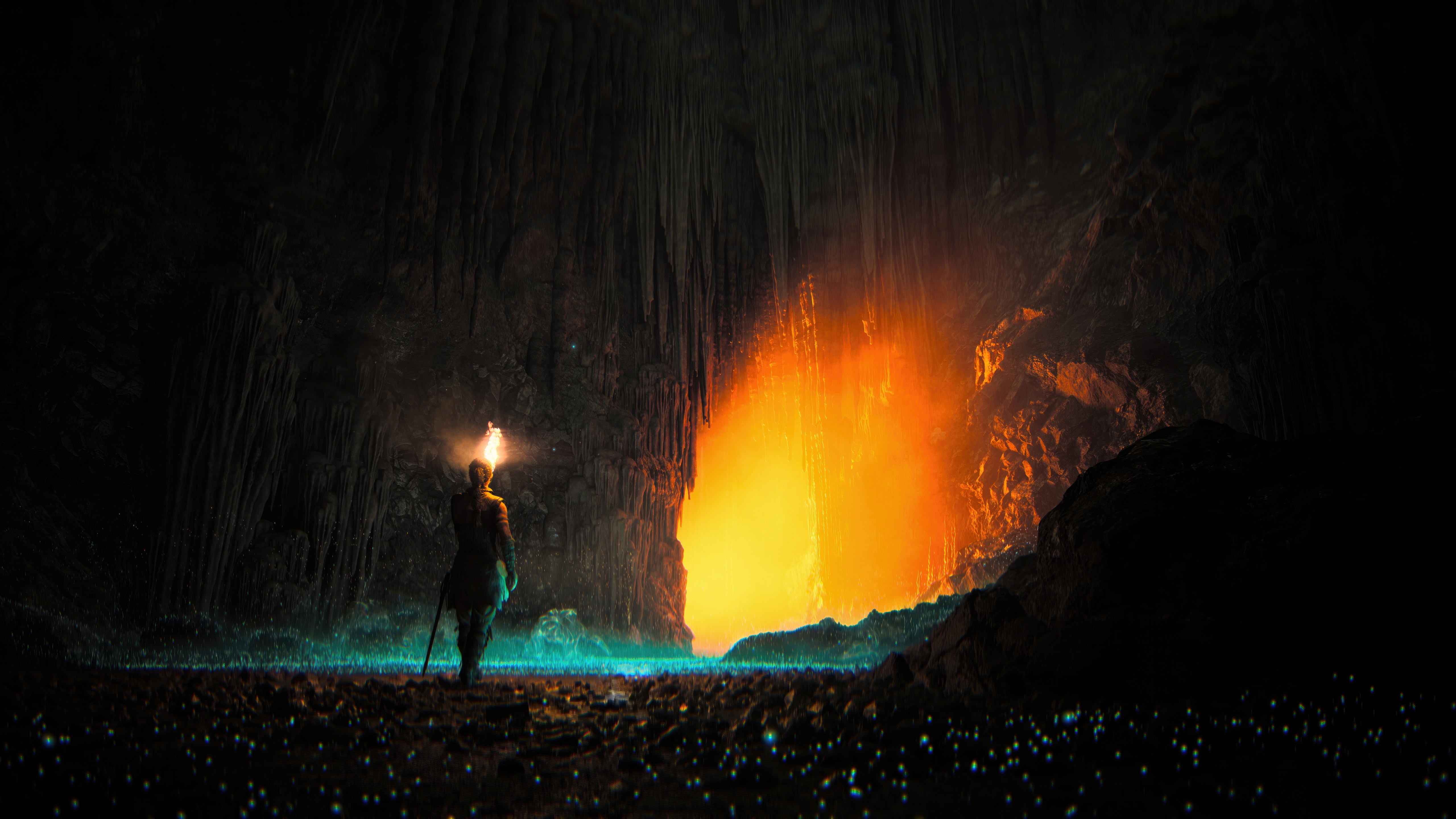 Hellblade II Senua's Saga Cave Exploration HD Wallpaper