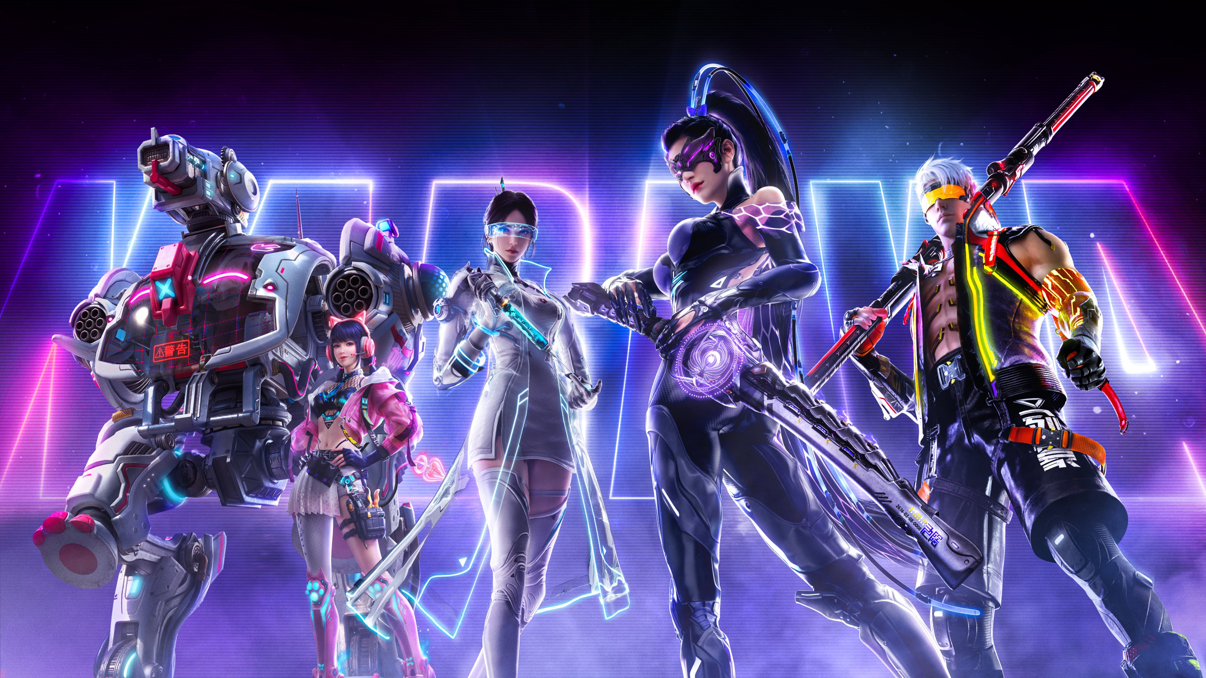 Naraka Bladepoint Heroes in Neon Lights HD Wallpaper