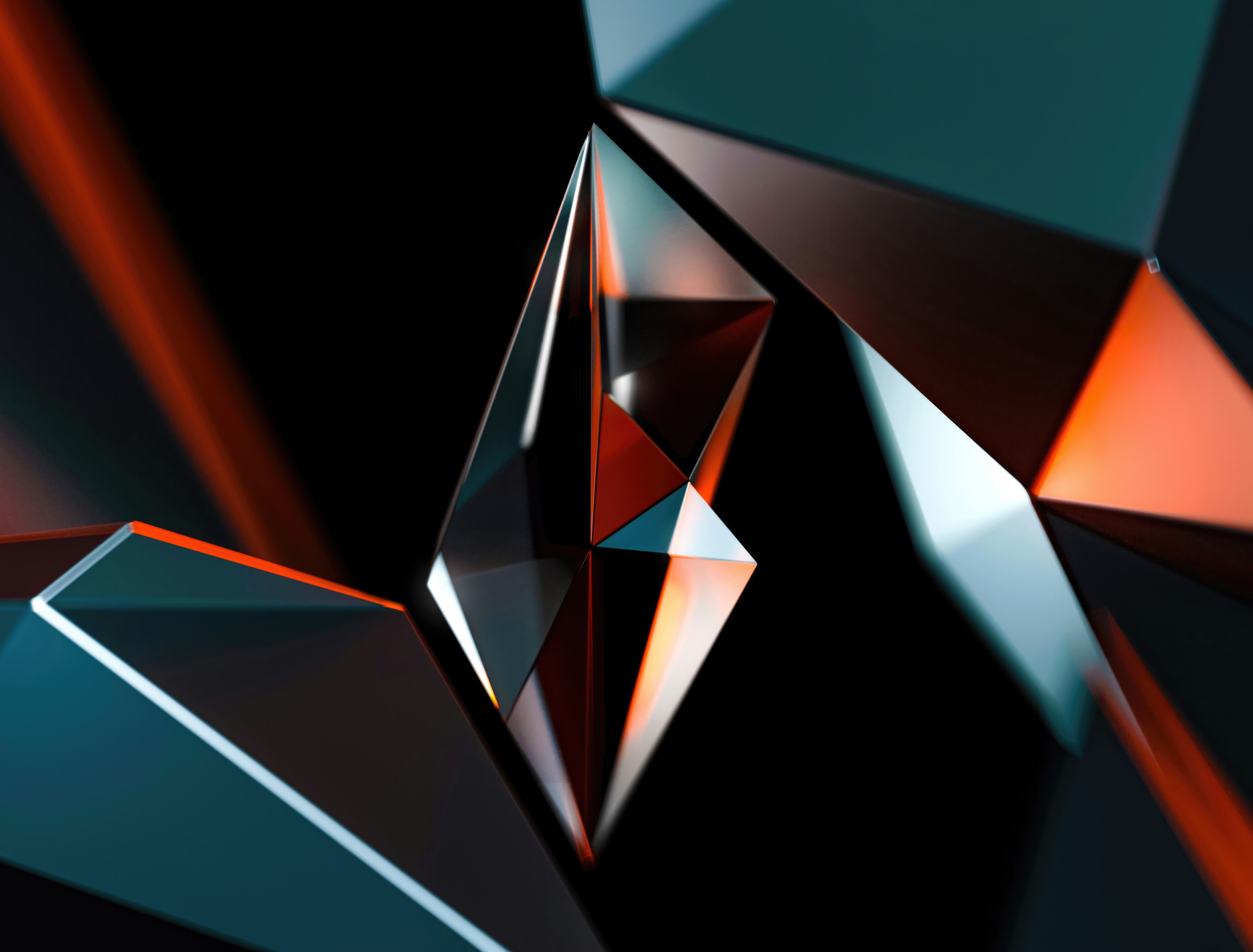 Abstract geometric shapes with reflections HD Wallpaper