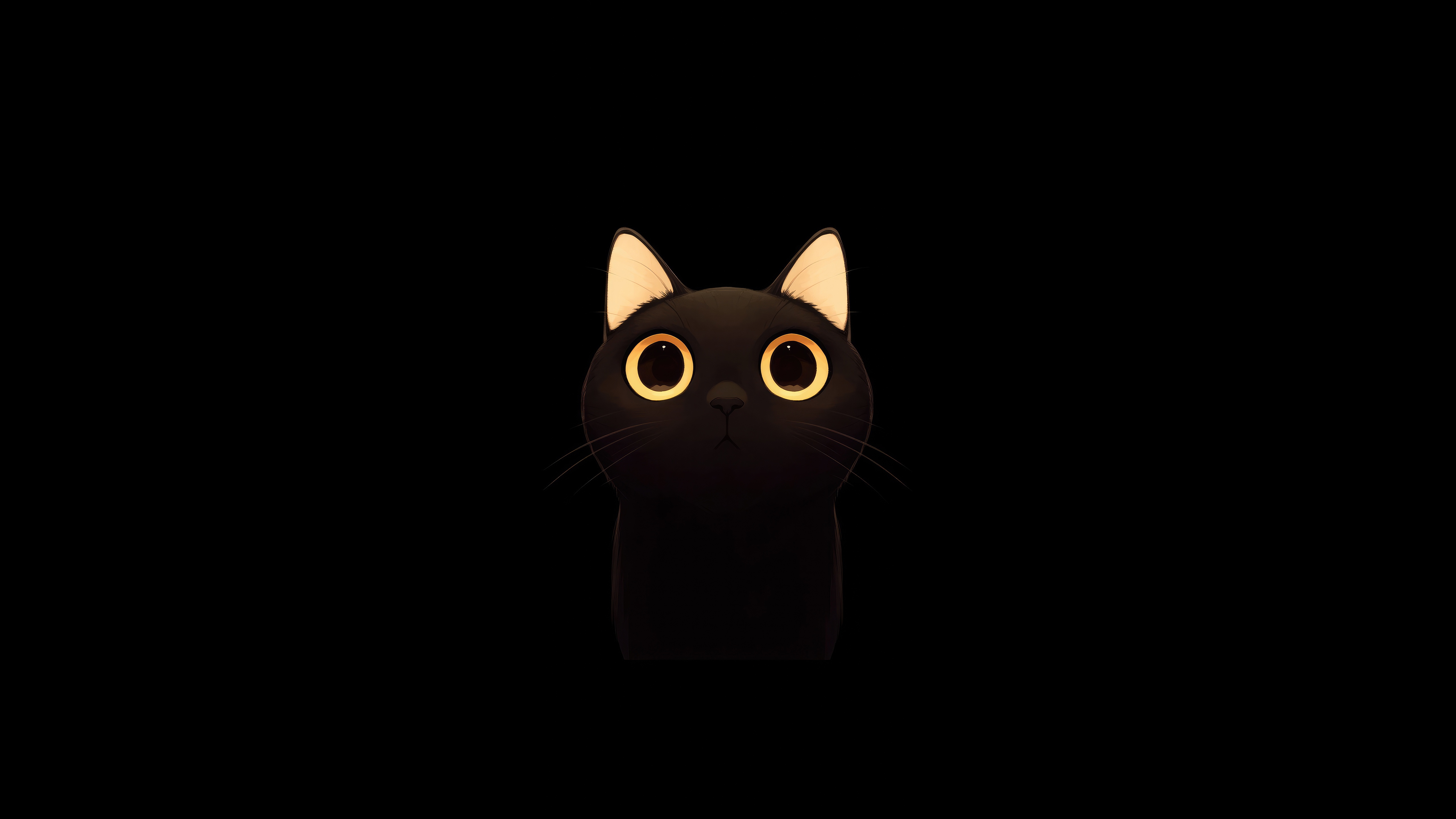 Cute black cat with big golden eyes HD Wallpaper