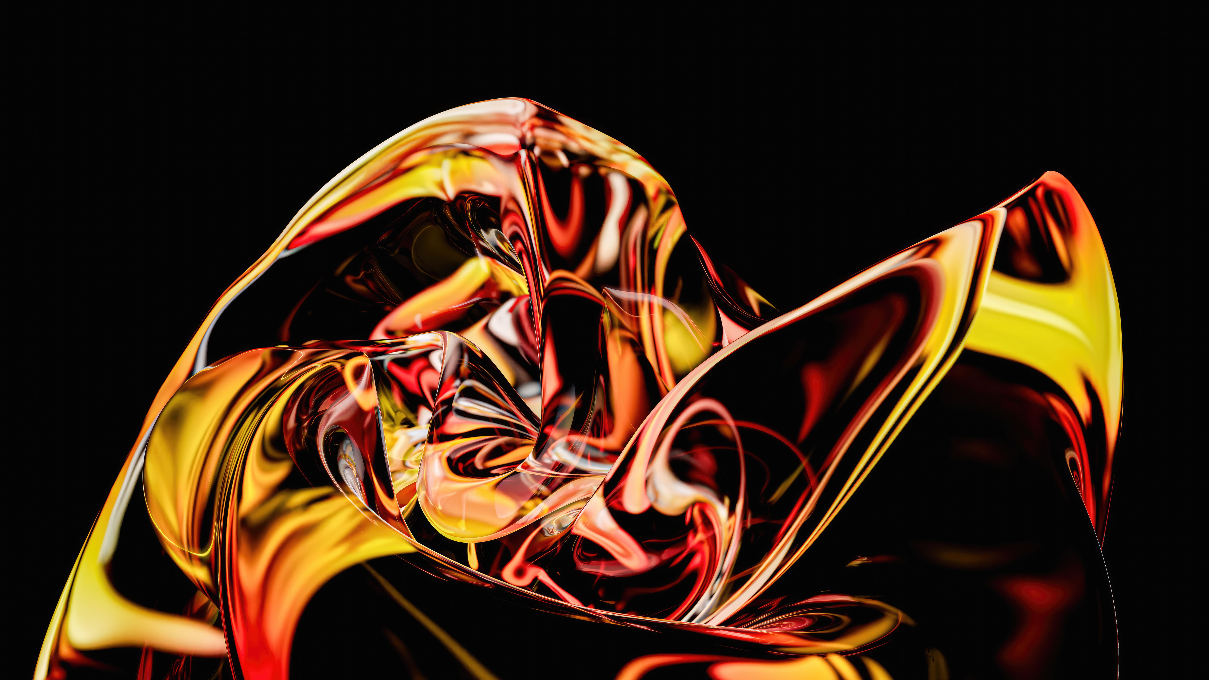 Abstract Red and Yellow Glass Sculpture HD Wallpaper