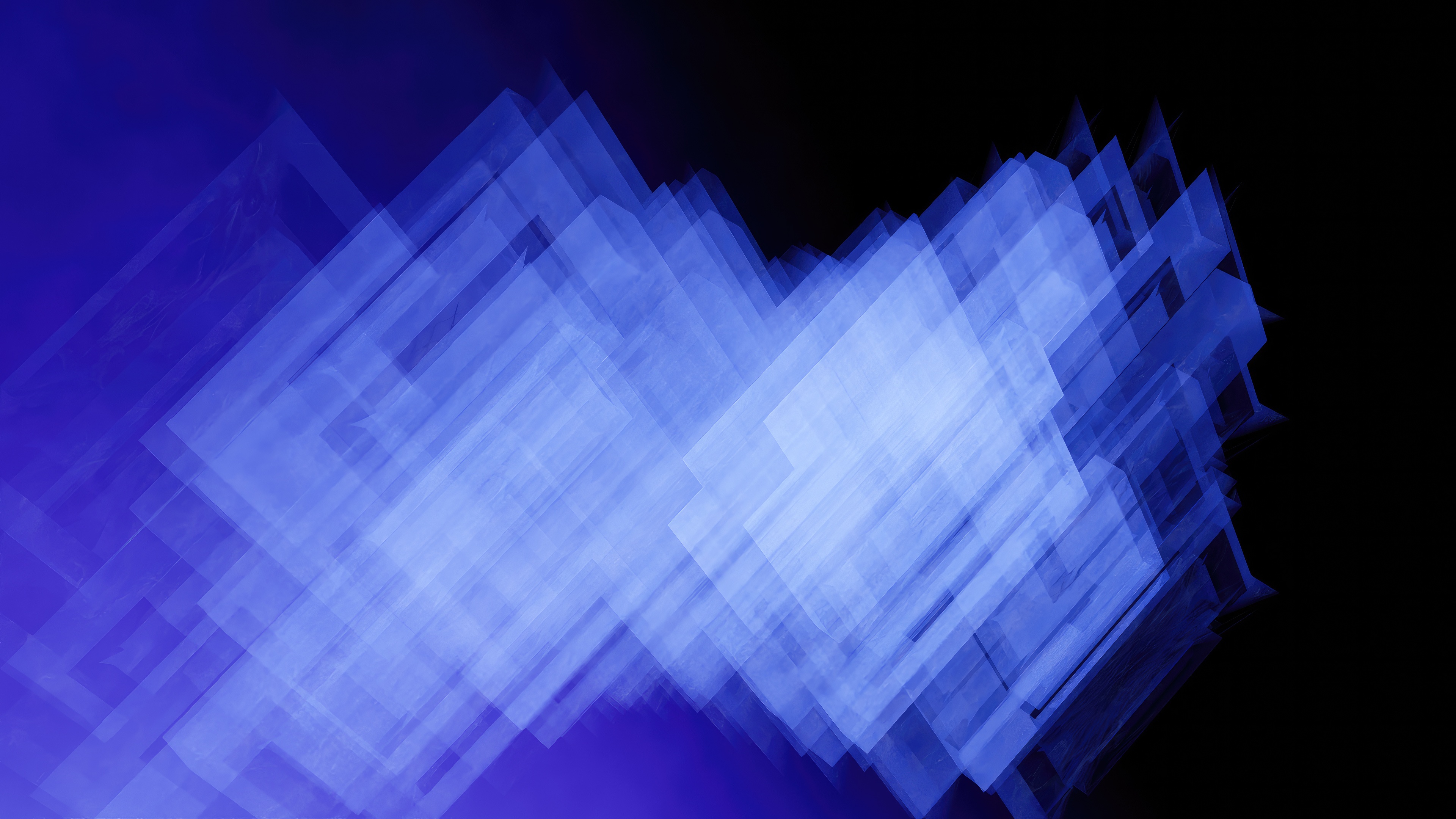 Blue color flow abstraction with geometric shapes HD Wallpaper