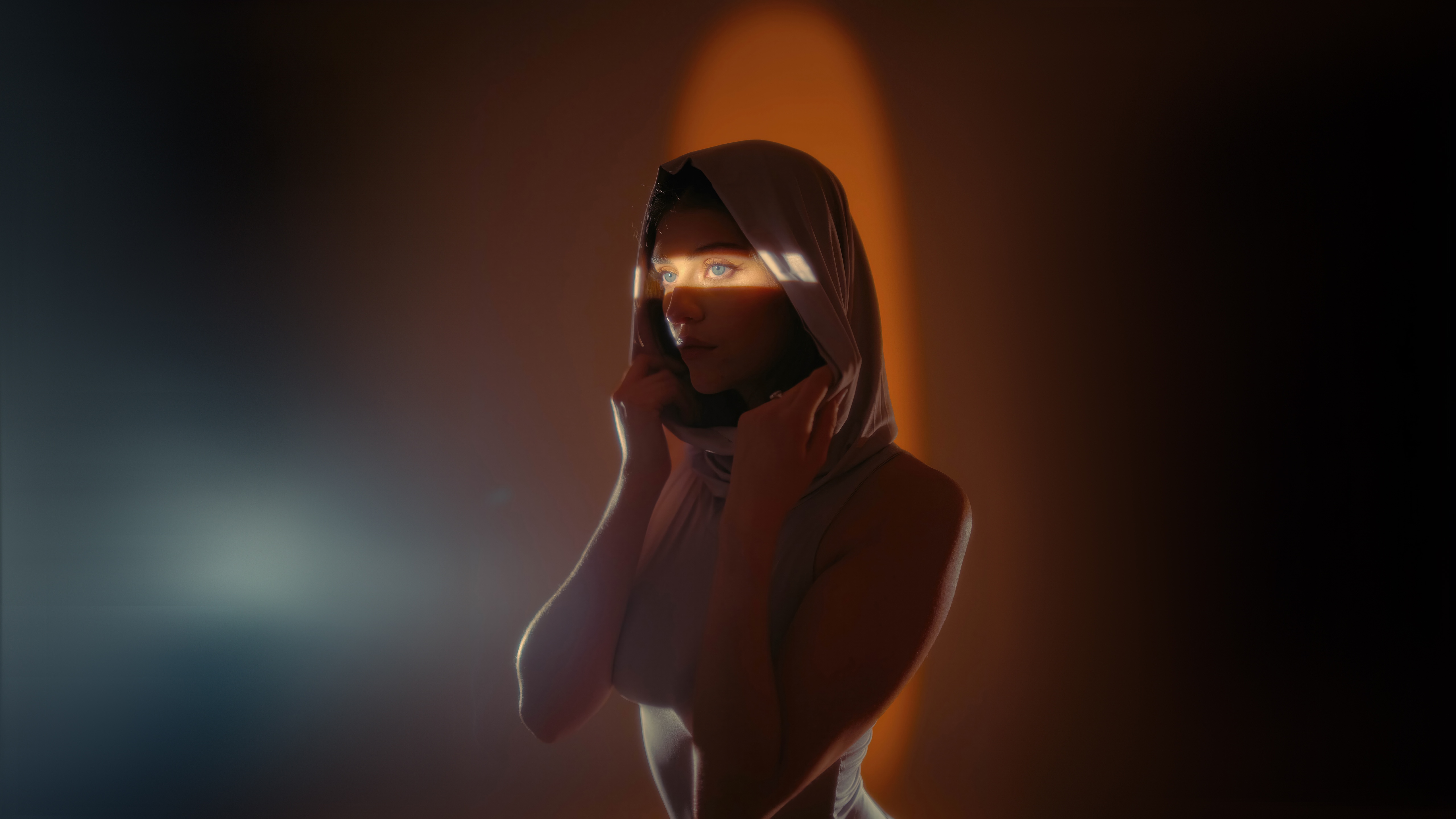 Girl with blue eyes and hood HD Wallpaper