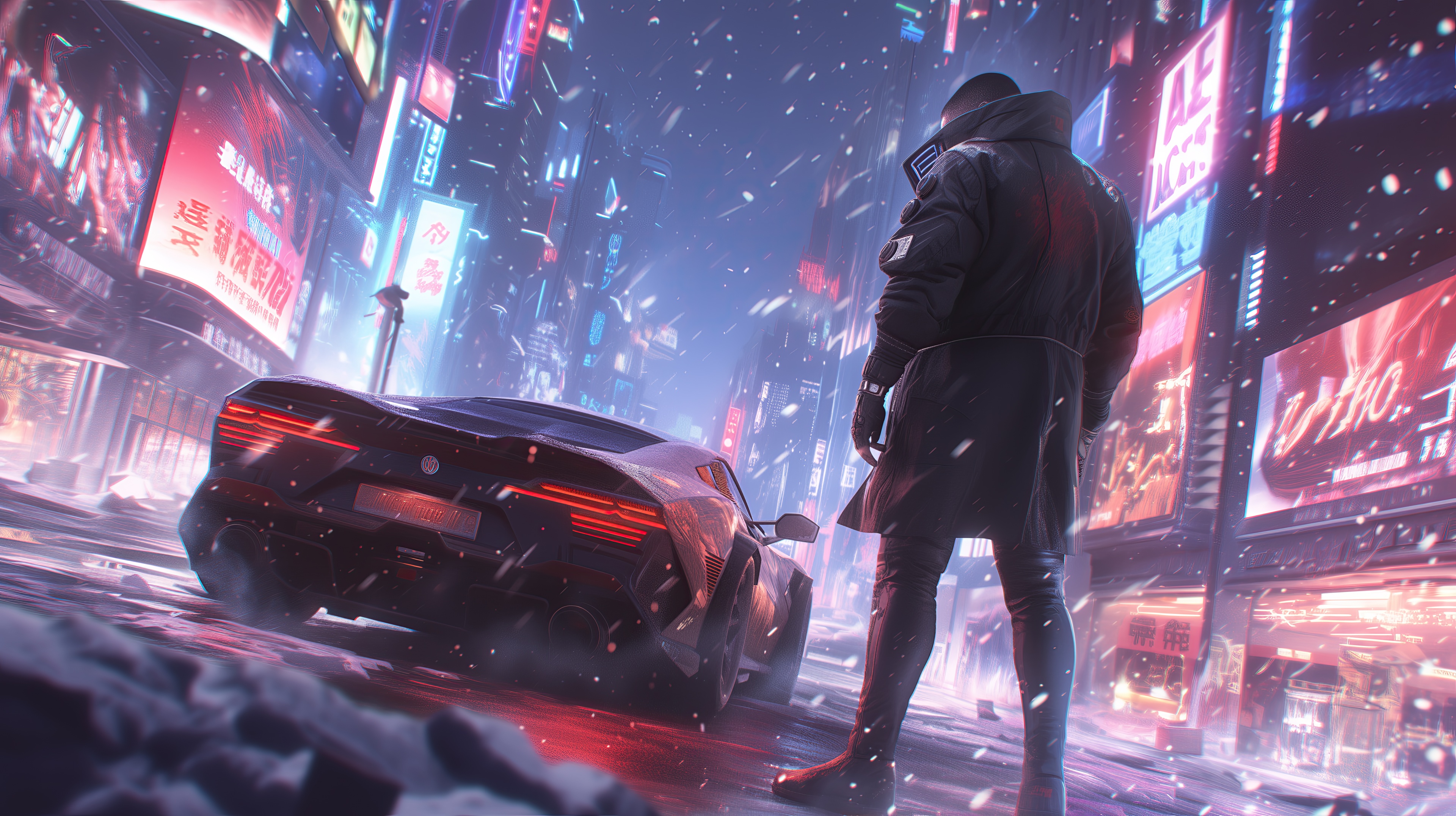 Cyberpunk 2077 Night City Snowing HD Wallpaper