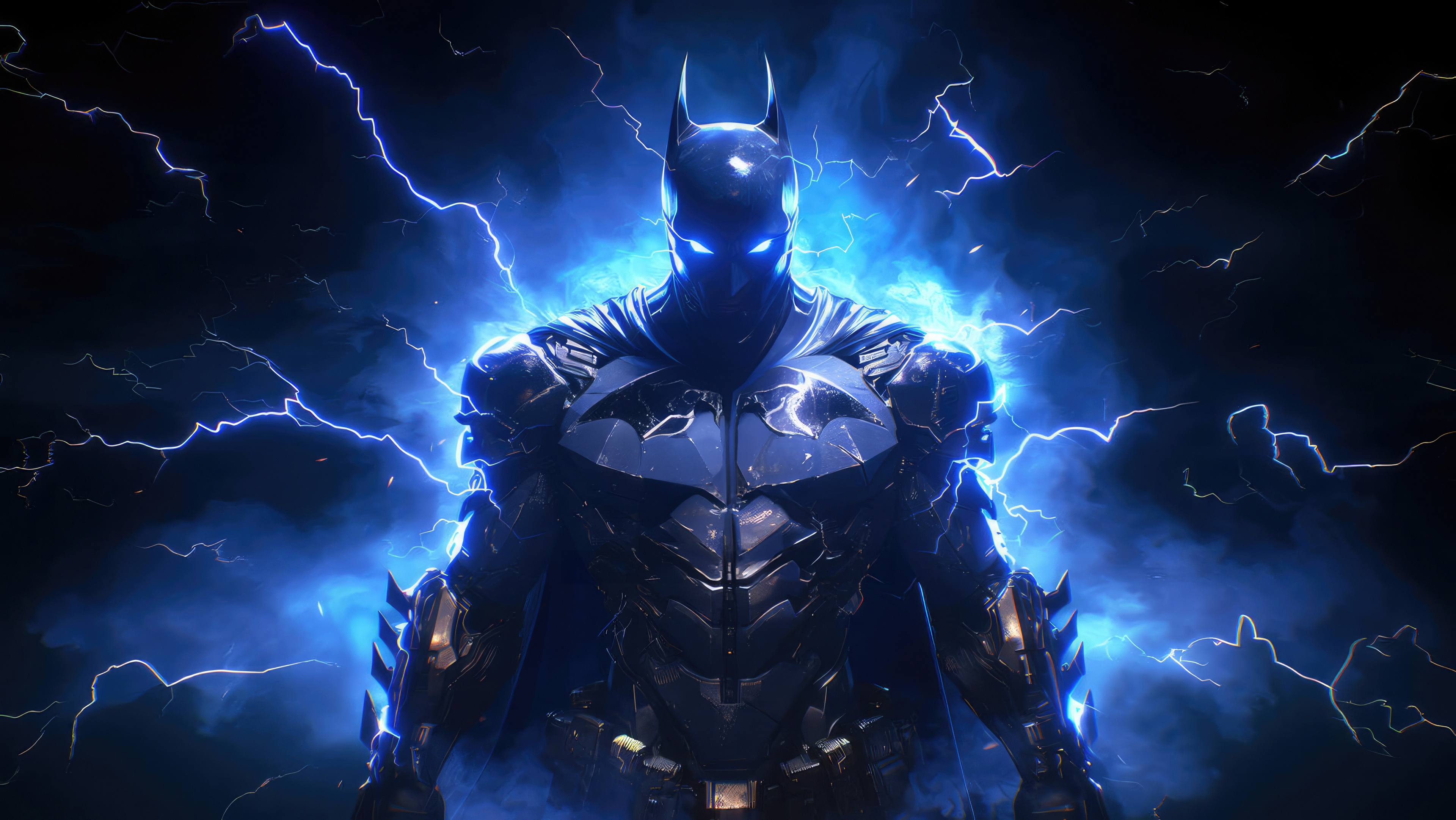 Batman surrounded by blue lightning HD Wallpaper