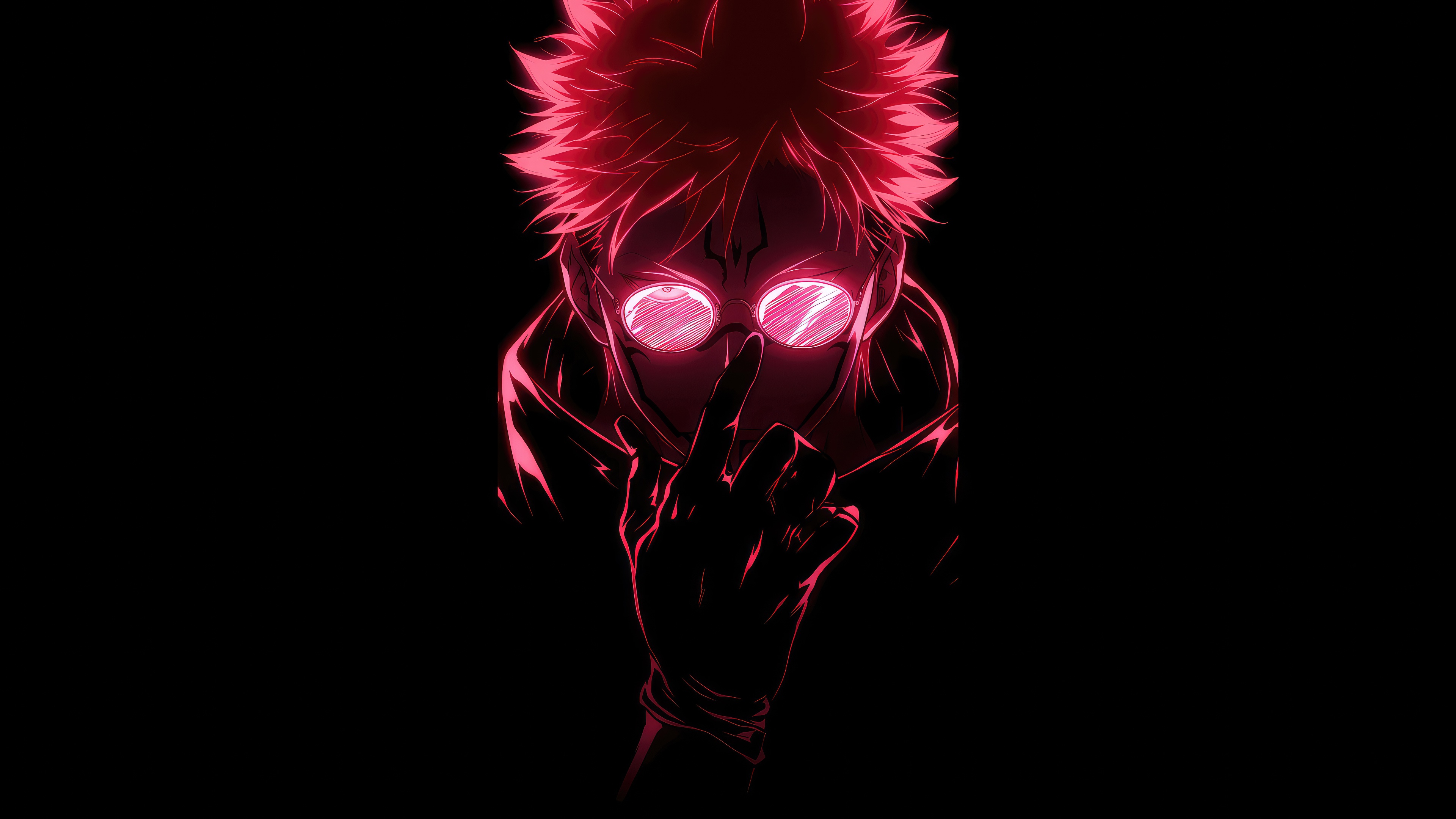 Sukuna from Jujutsu Kaisen with neon glow HD Wallpaper