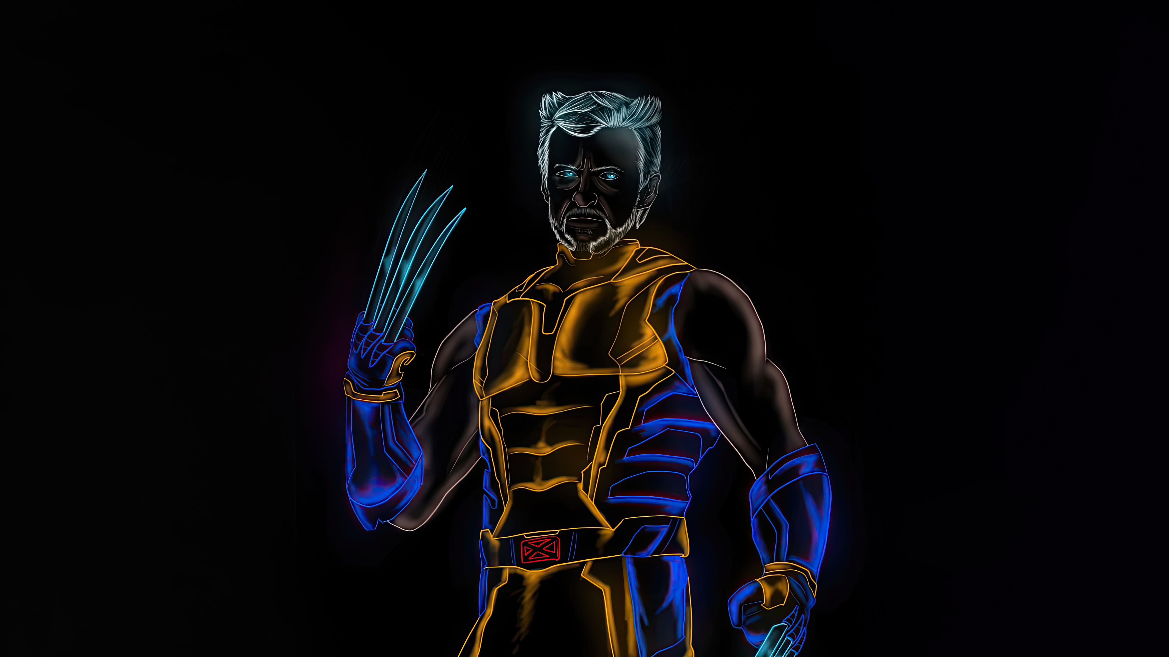 Wolverine with glowing claws and costume HD Wallpaper