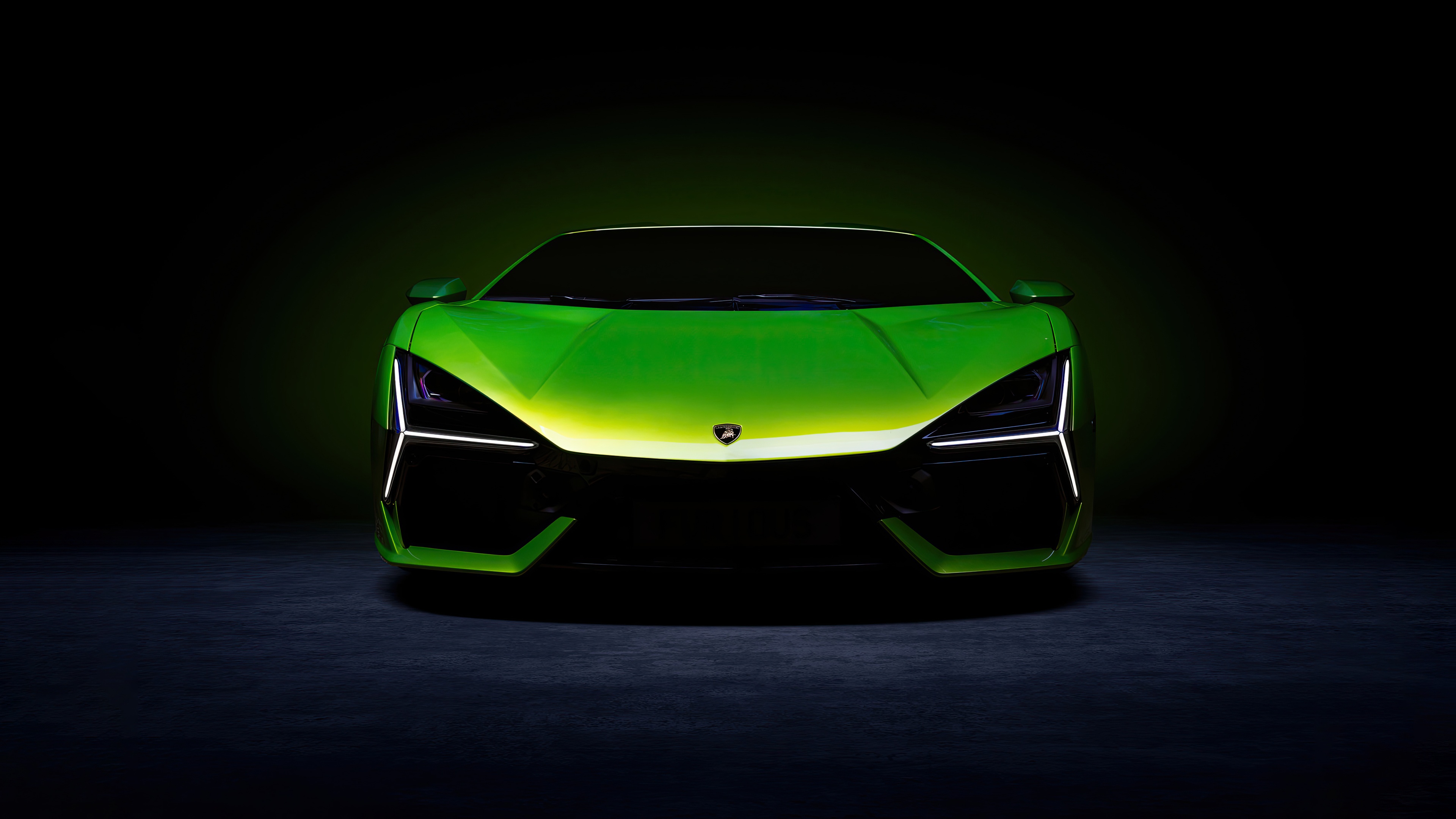 Green Lamborghini Revuelto front view HD Wallpaper