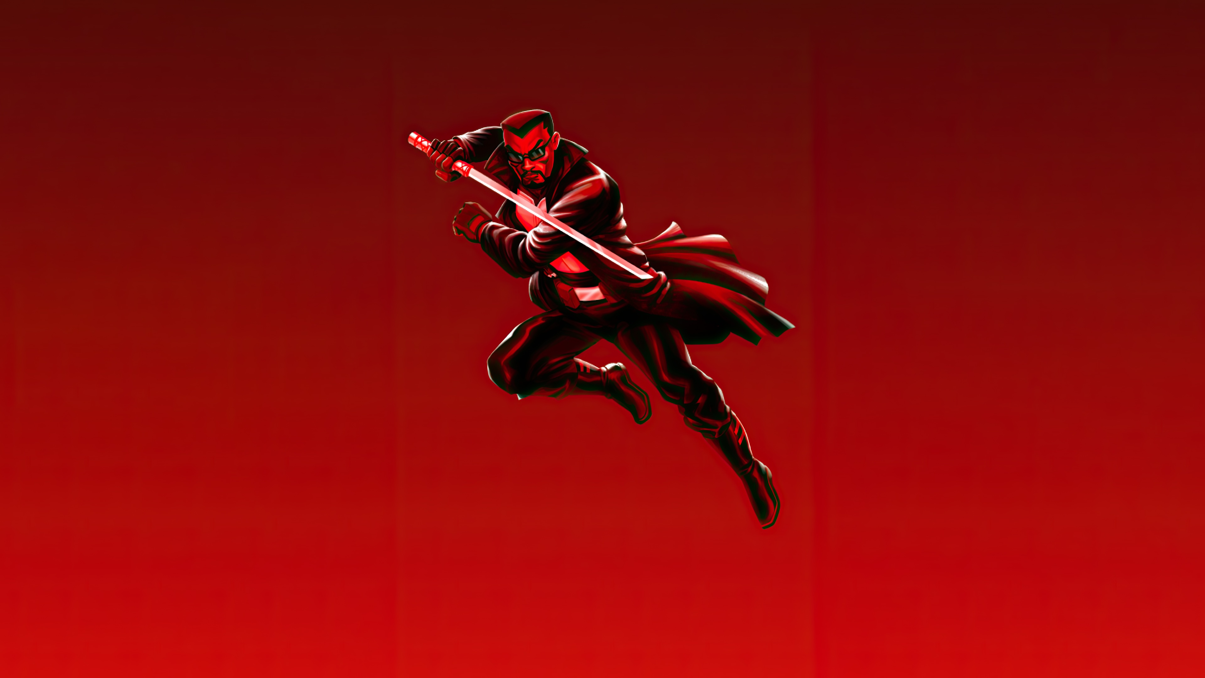 Blade holding a sword on a red background HD Wallpaper