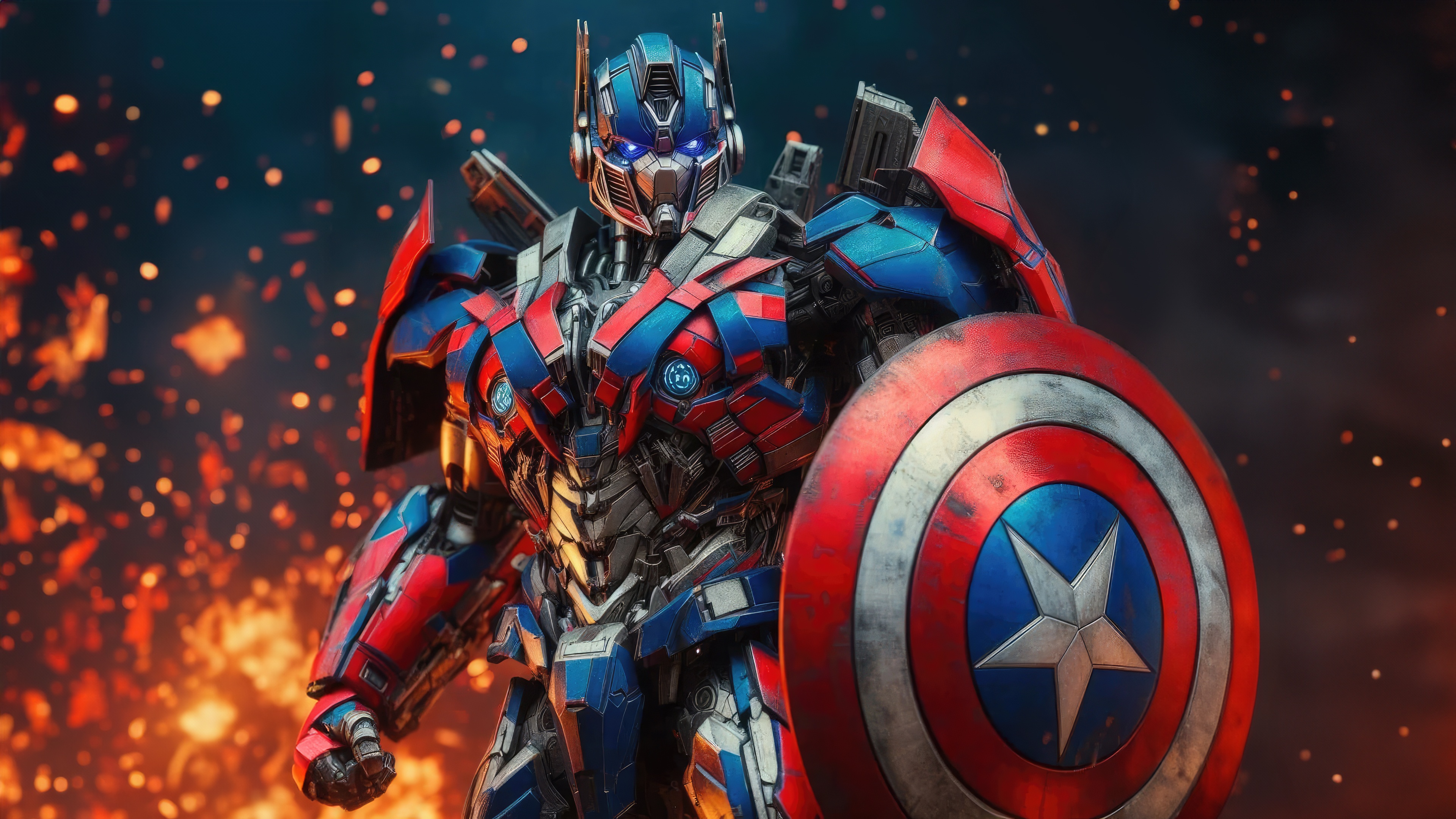 Optimus Prime Fused with Captain America HD Wallpaper