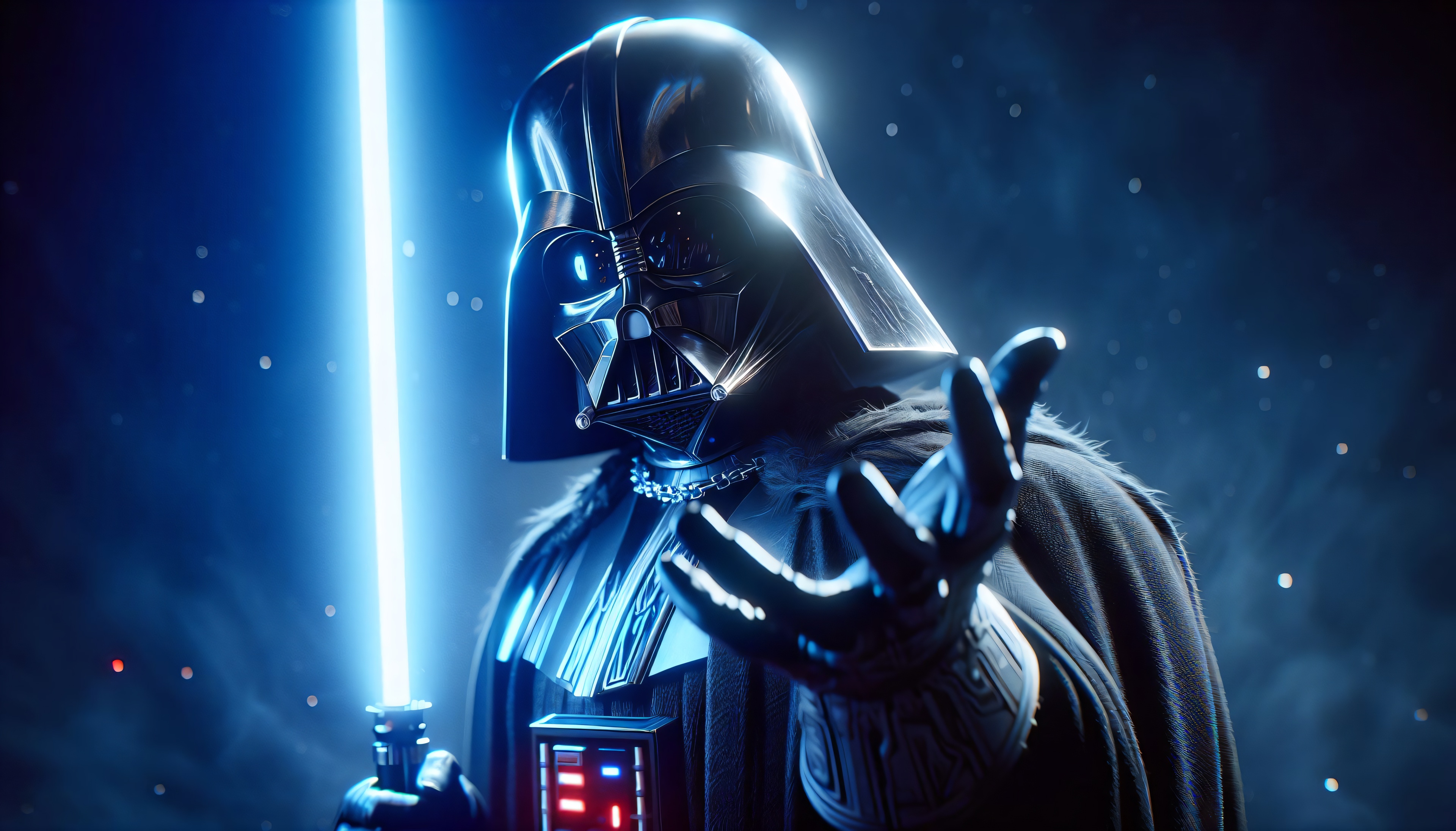 Darth Vader with Blue Lightsaber HD Wallpaper