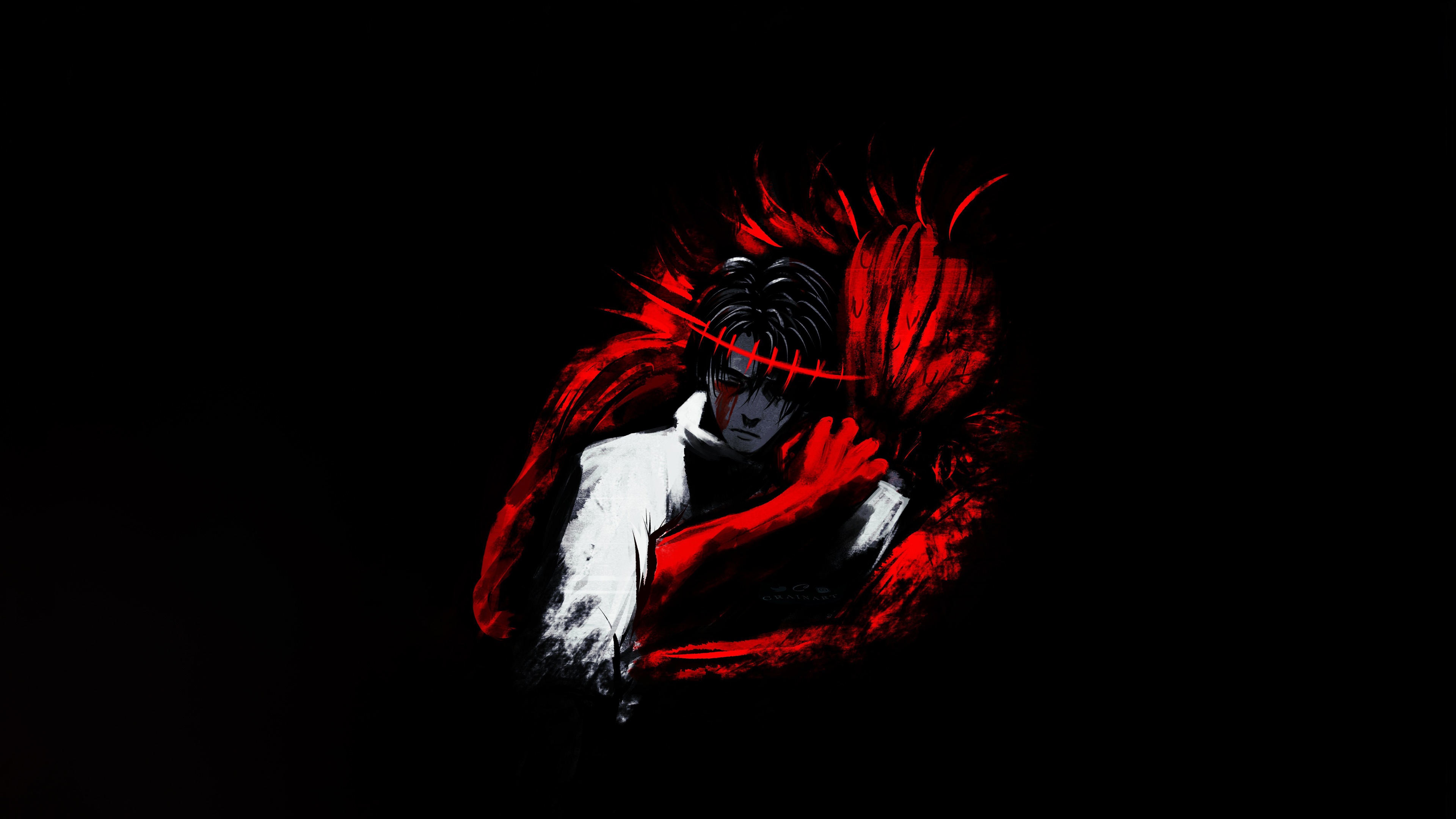 Anime character with red aura HD Wallpaper