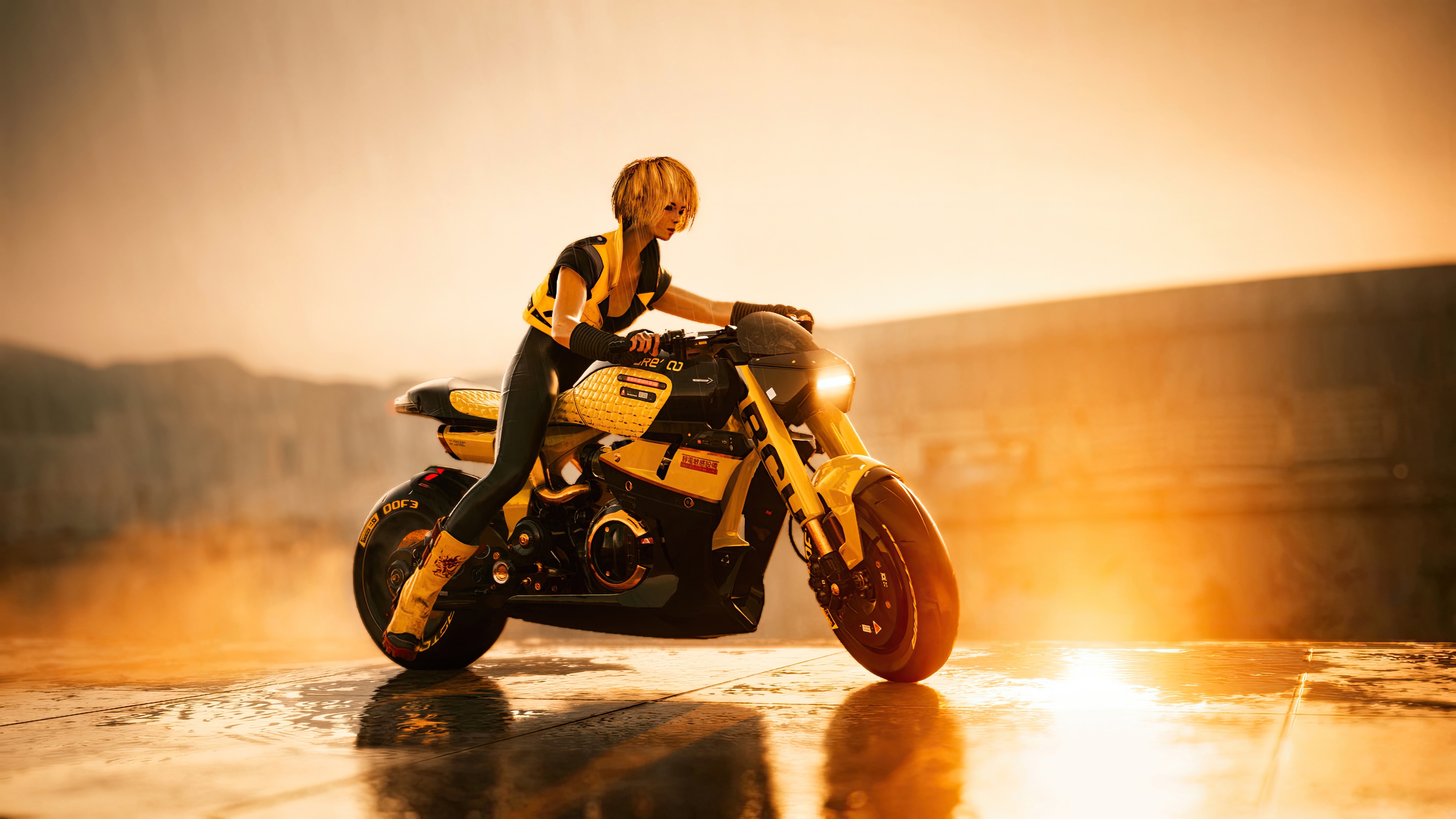 Cyberpunk 2077 Biker Girl on Motorcycle HD Wallpaper
