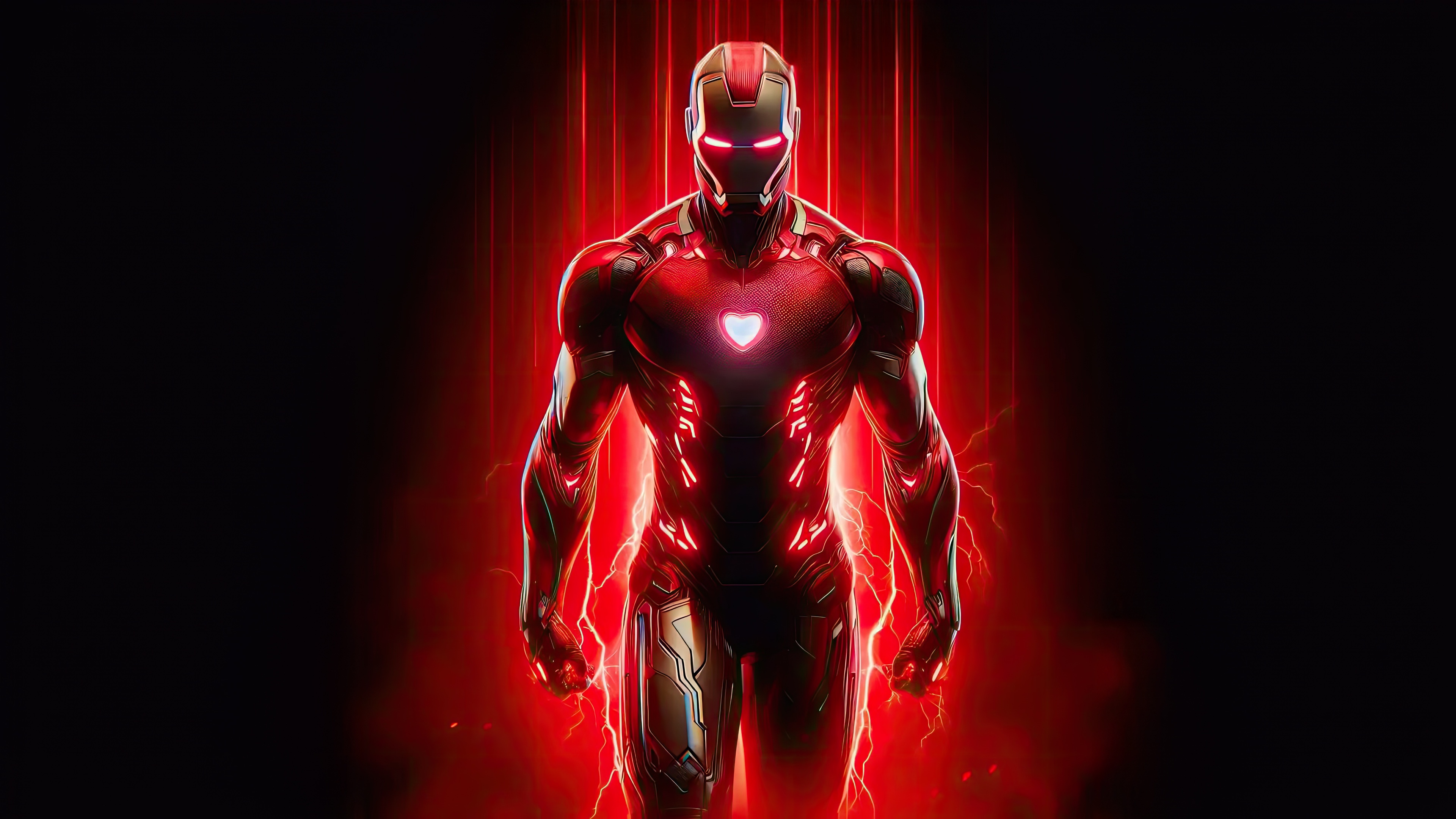 Iron Man Suit with Red Energy HD Wallpaper