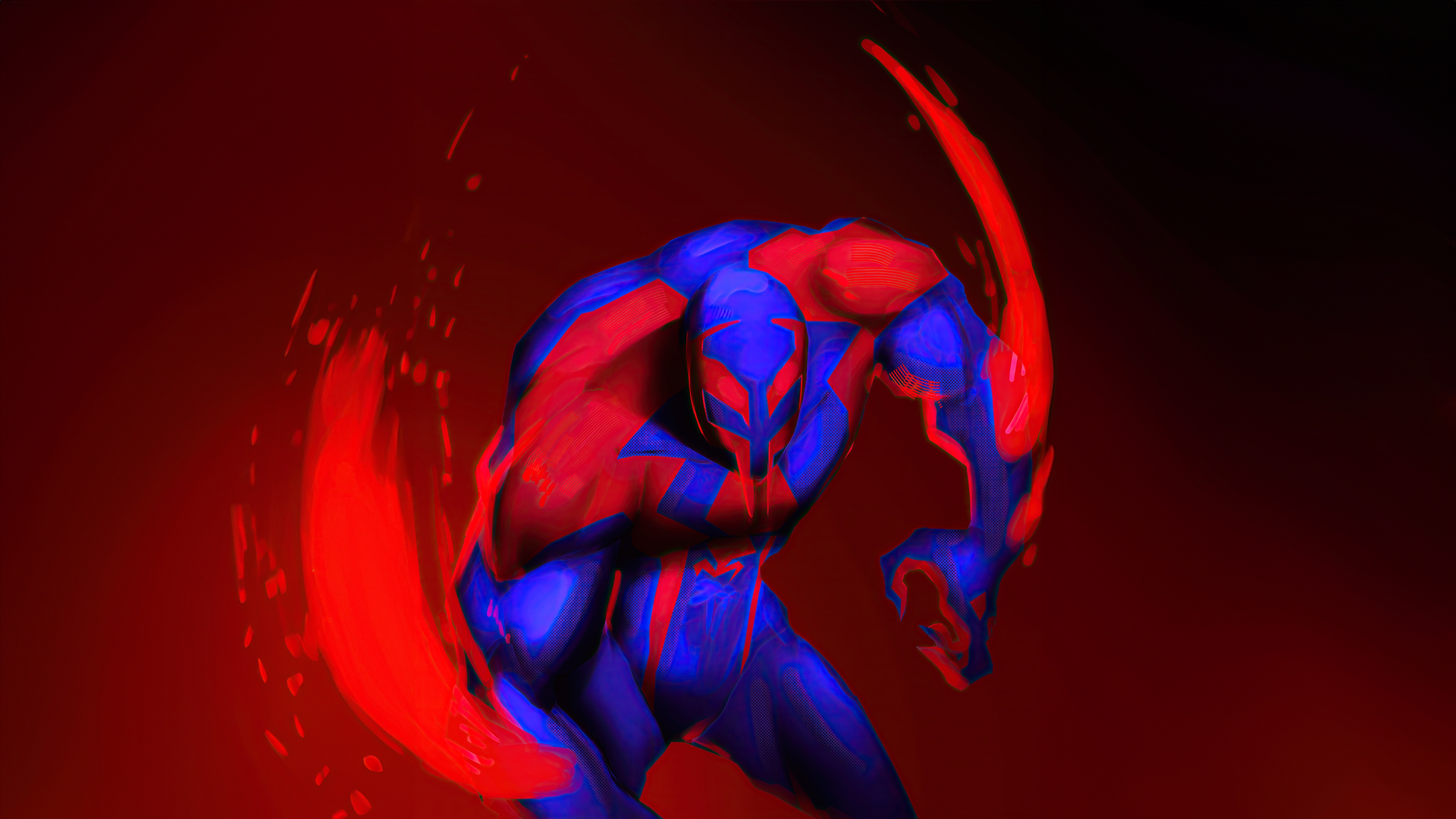 Spider-Man 2099 in red and blue suit HD Wallpaper