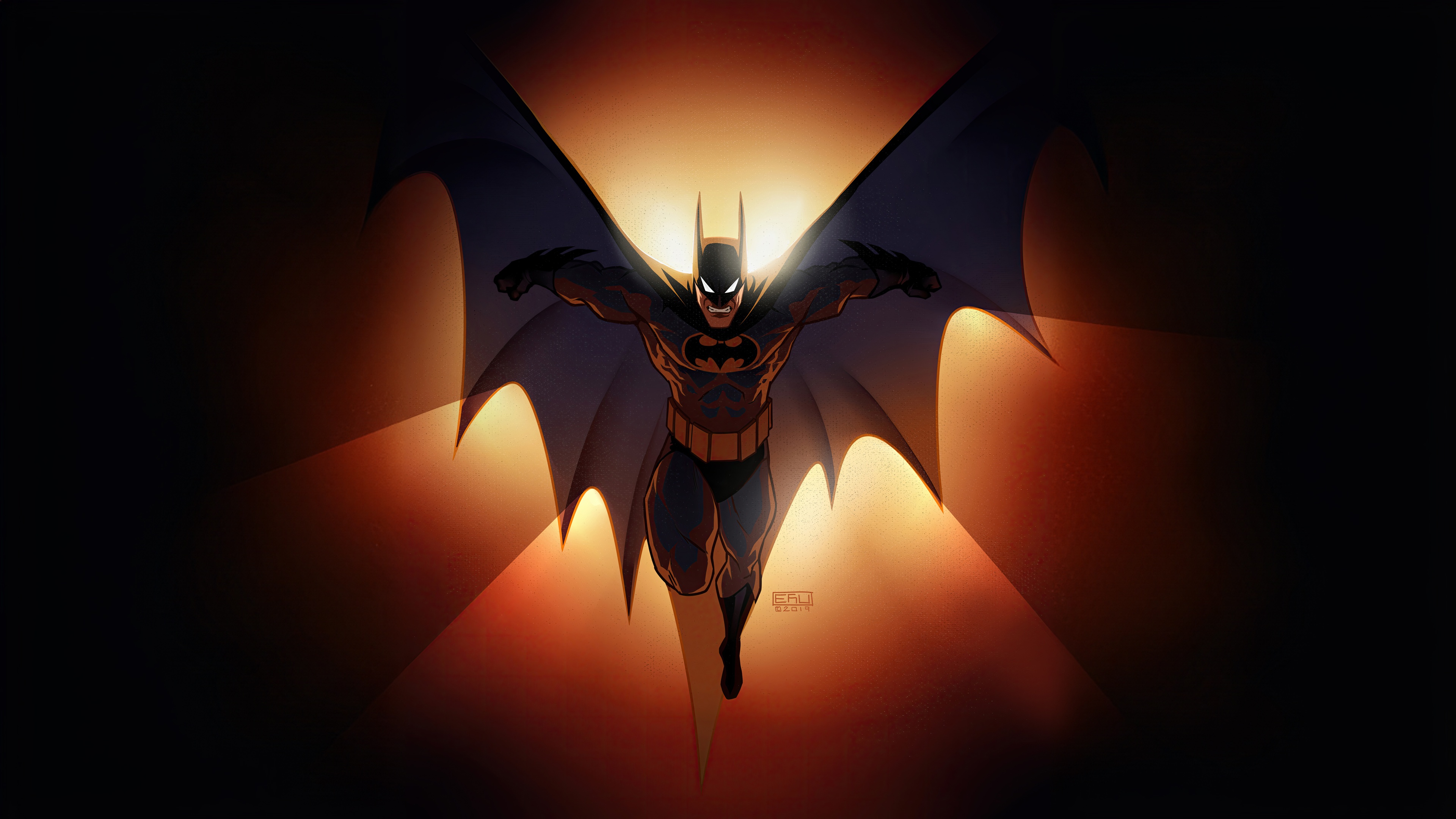 Batman flying with cape spread HD Wallpaper