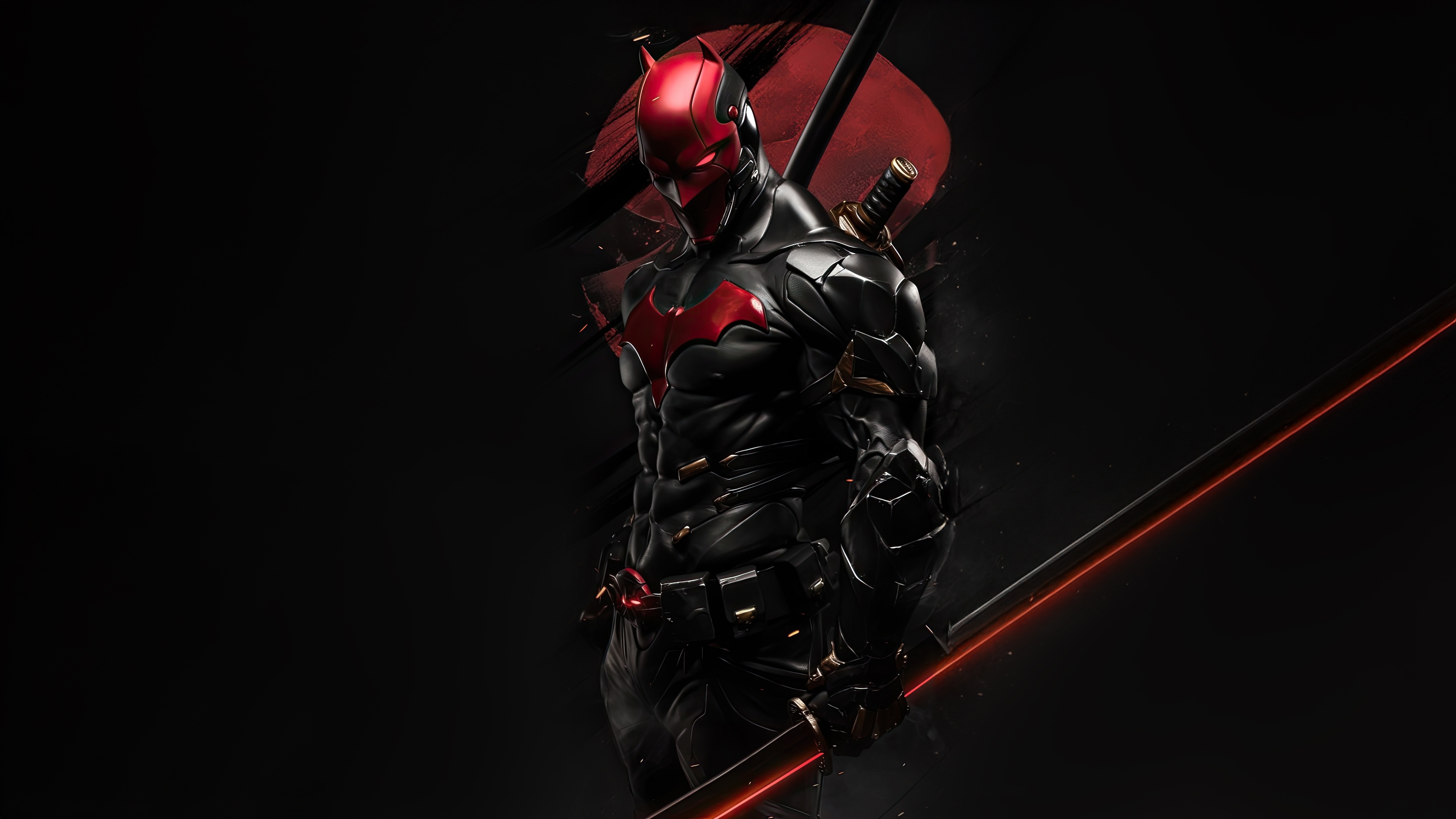 Red Hood with Samurai Sword HD Wallpaper