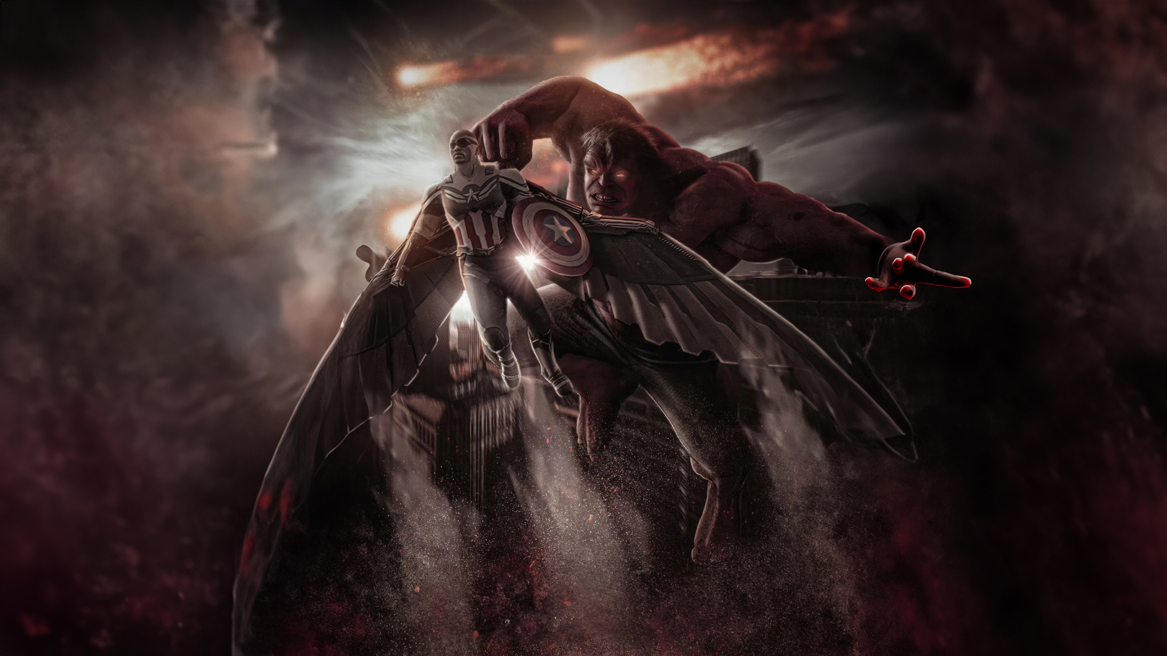Captain America and Hulk in battle HD Wallpaper