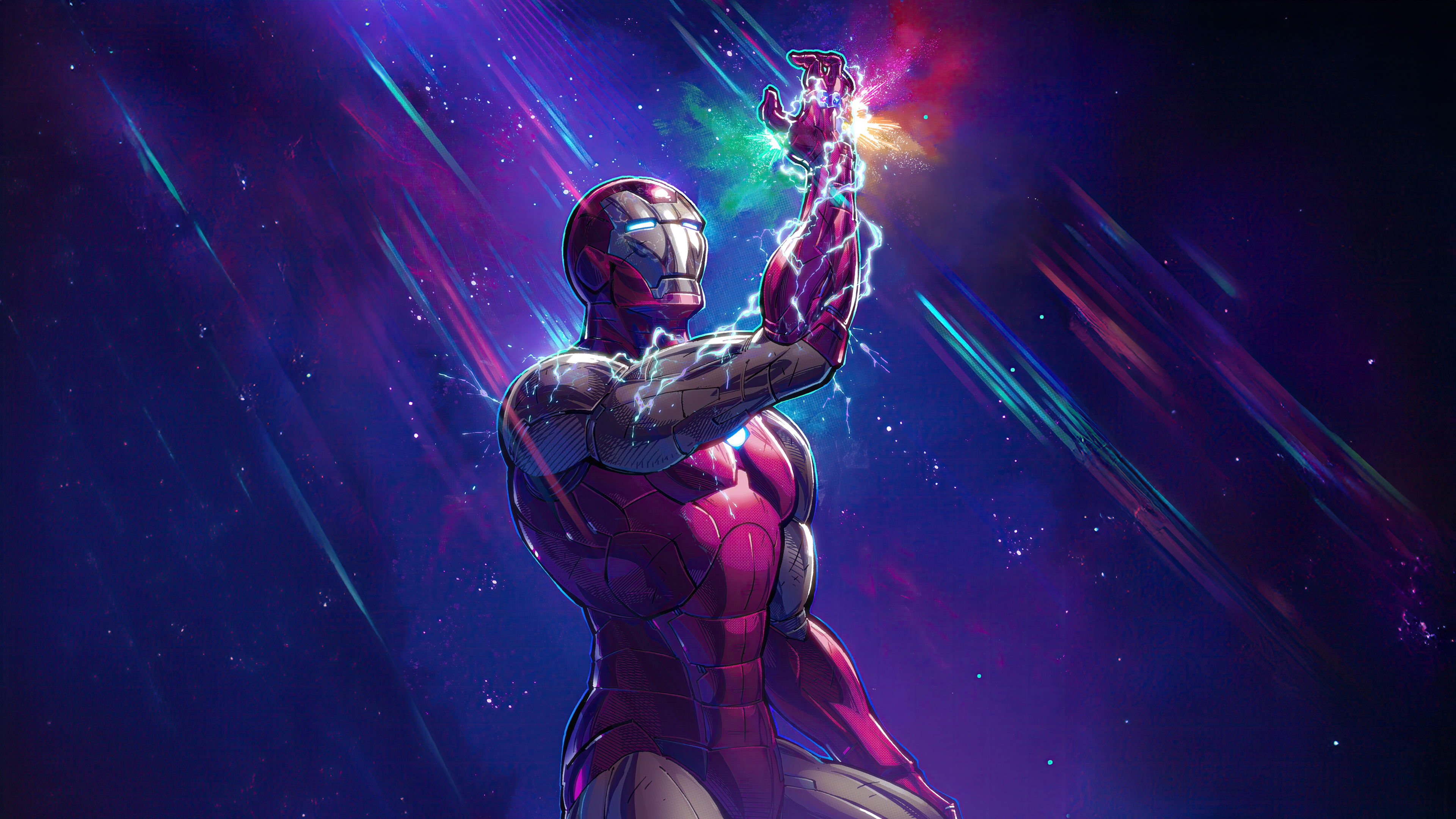 Iron Man with Infinity Gauntlet in Space HD Wallpaper