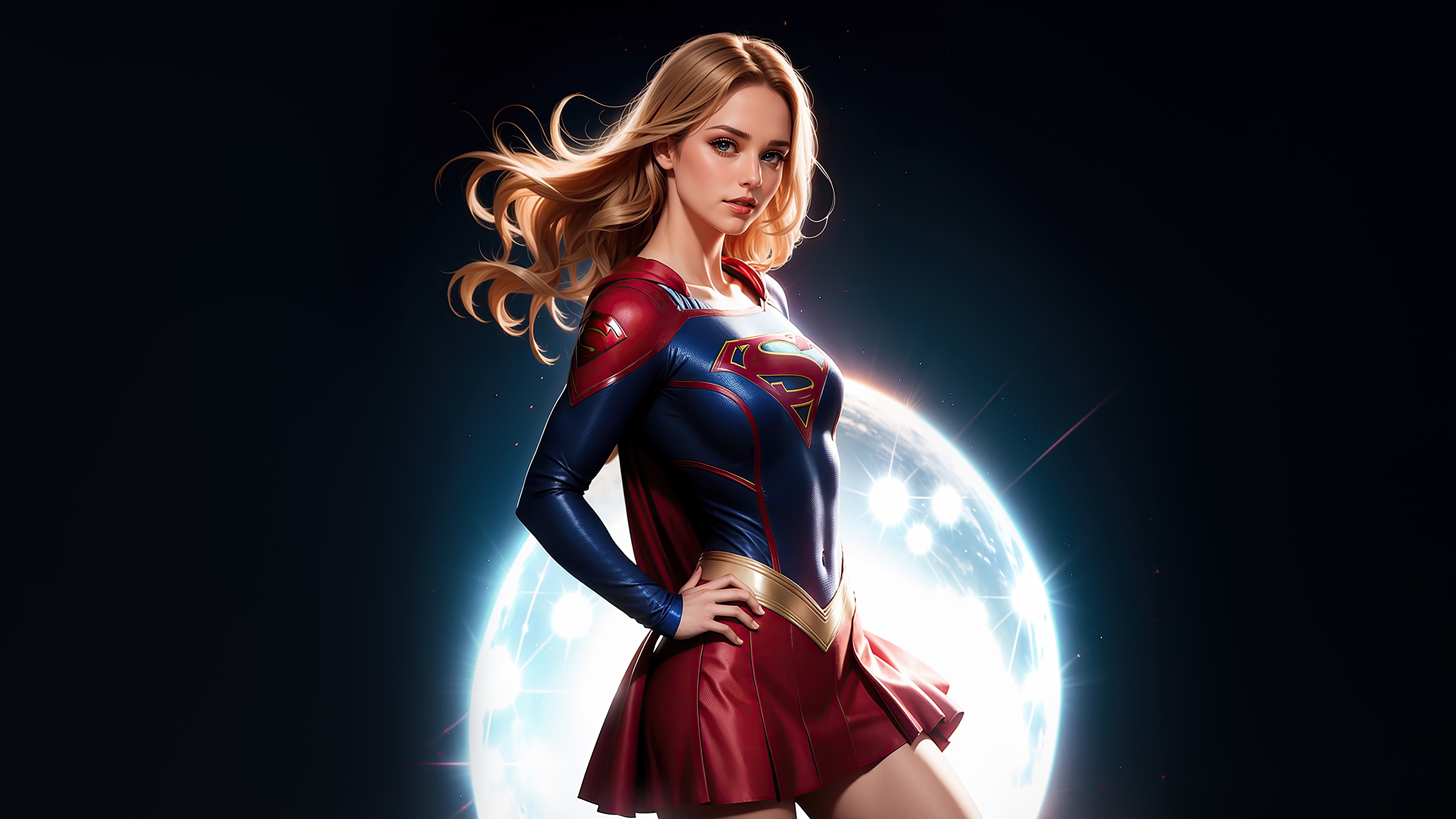 Supergirl in her iconic costume HD Wallpaper