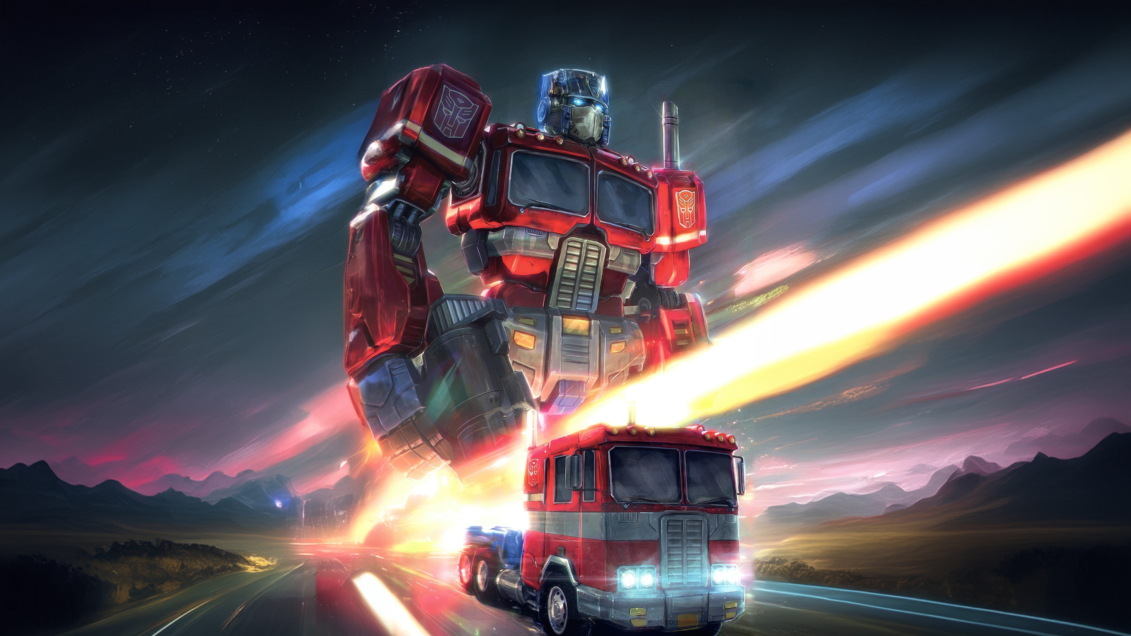 Optimus Prime Transforming into a Truck HD Wallpaper