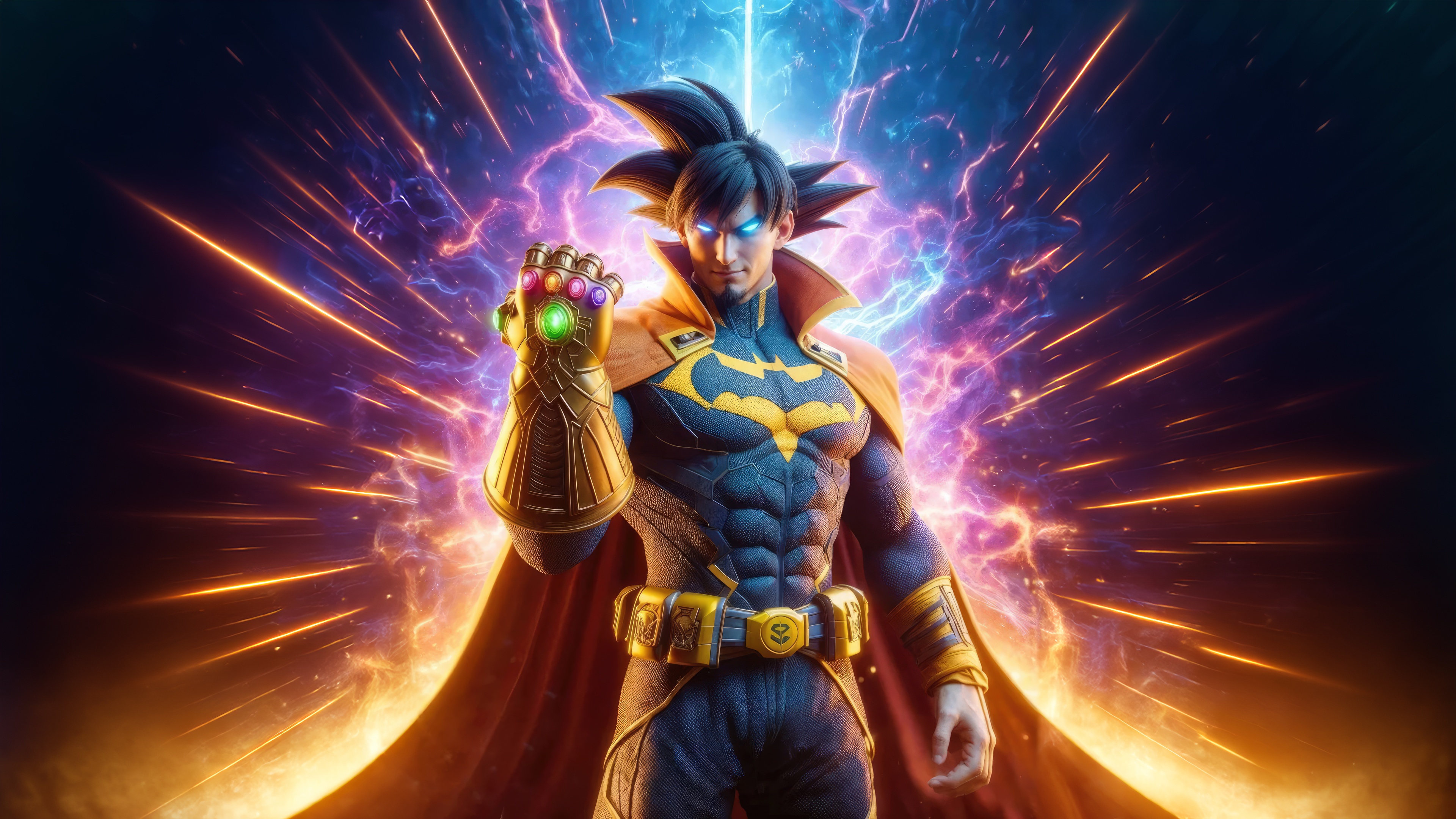 Goku Batman with Infinity Gauntlet HD Wallpaper