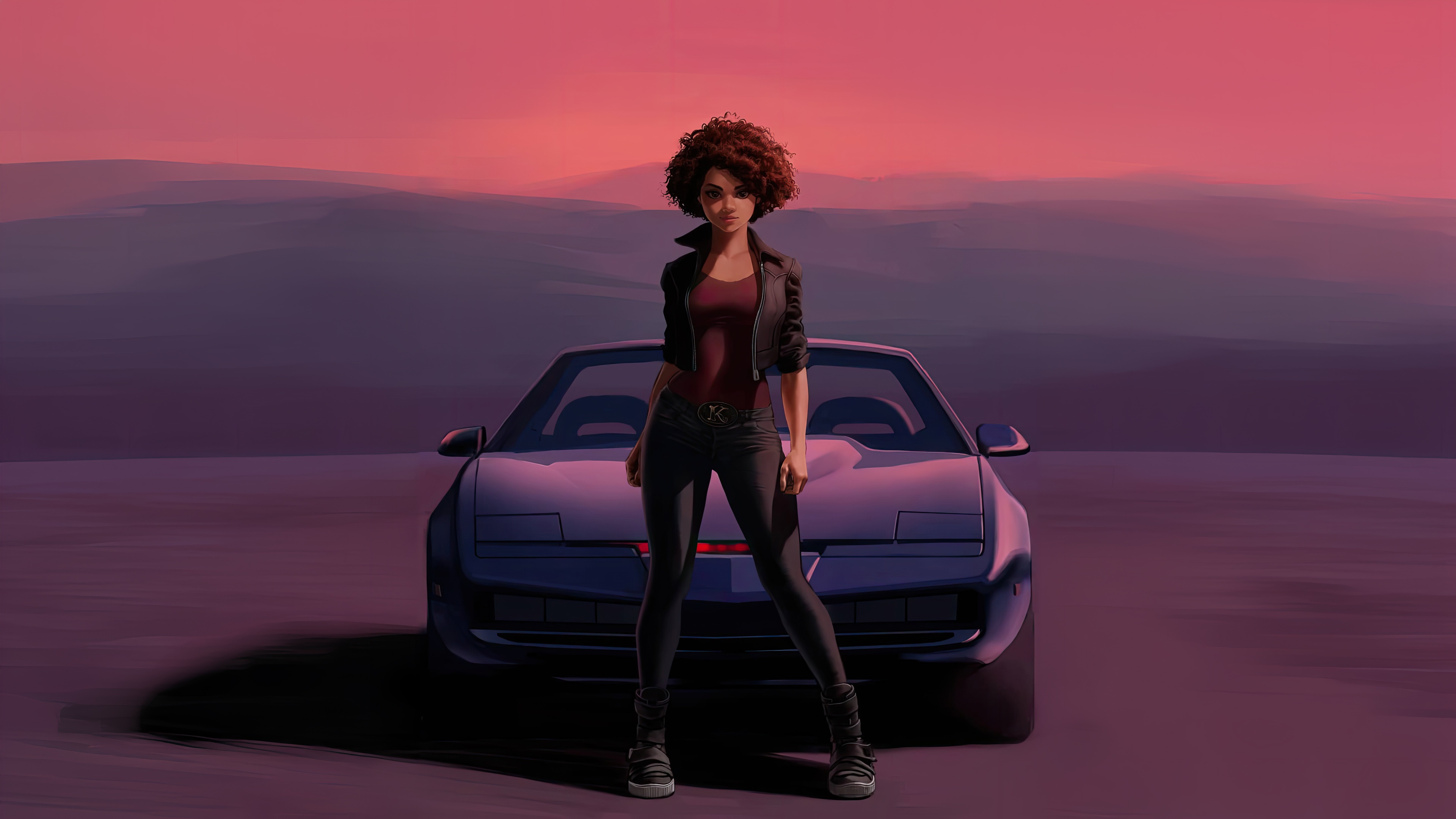 Ramsey Artwork with a Classic Car HD Wallpaper