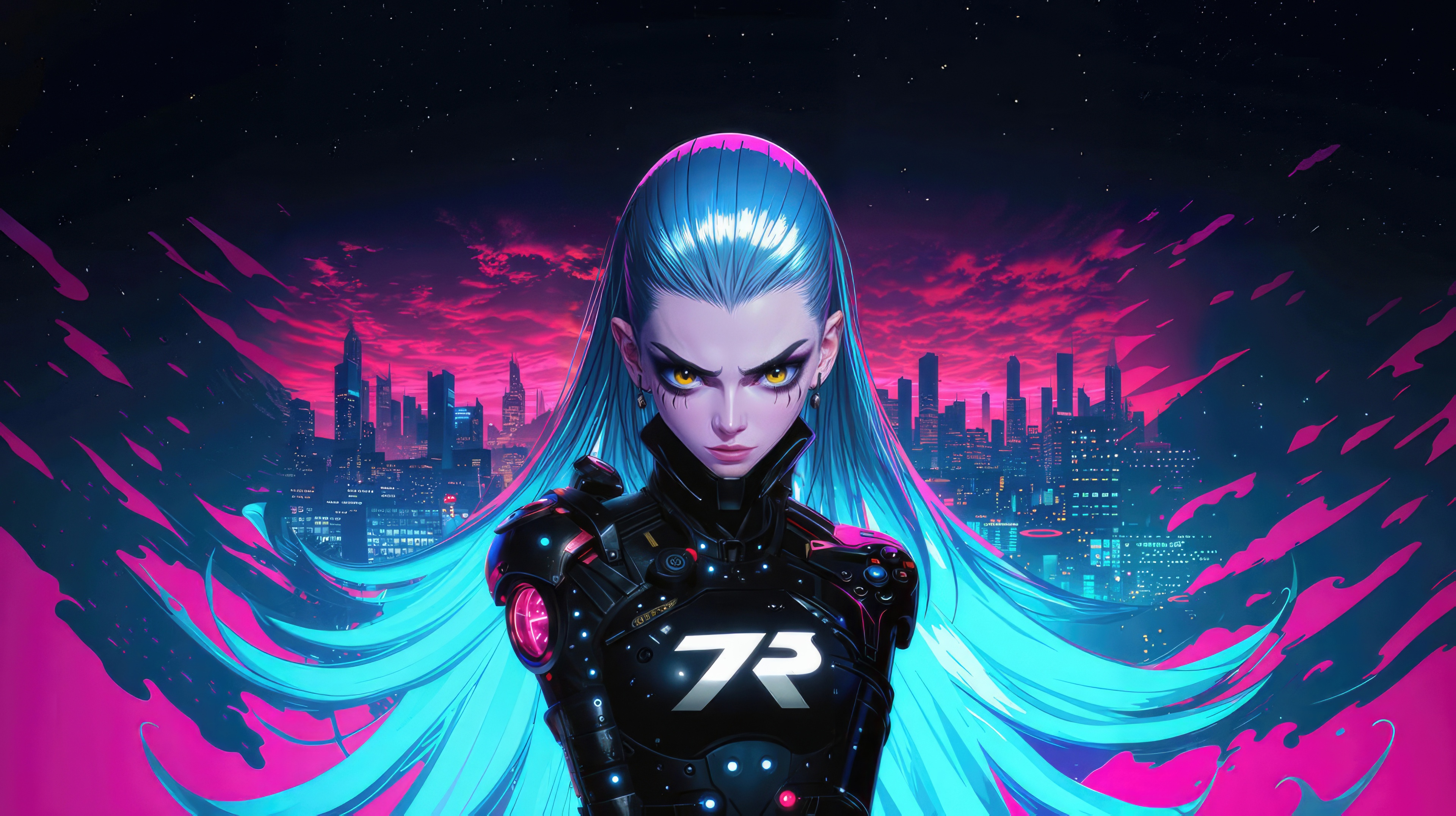 Guardian Of The Neon City HD Wallpaper