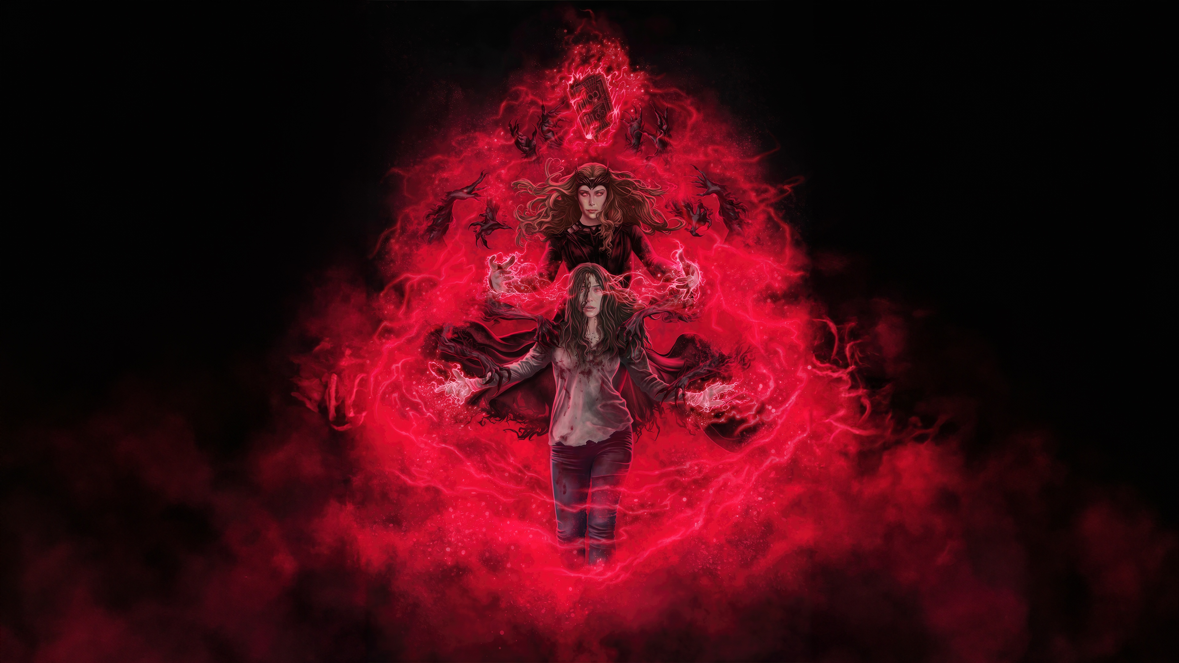 Scarlet Witch Unleashes Red Energy HD Wallpaper