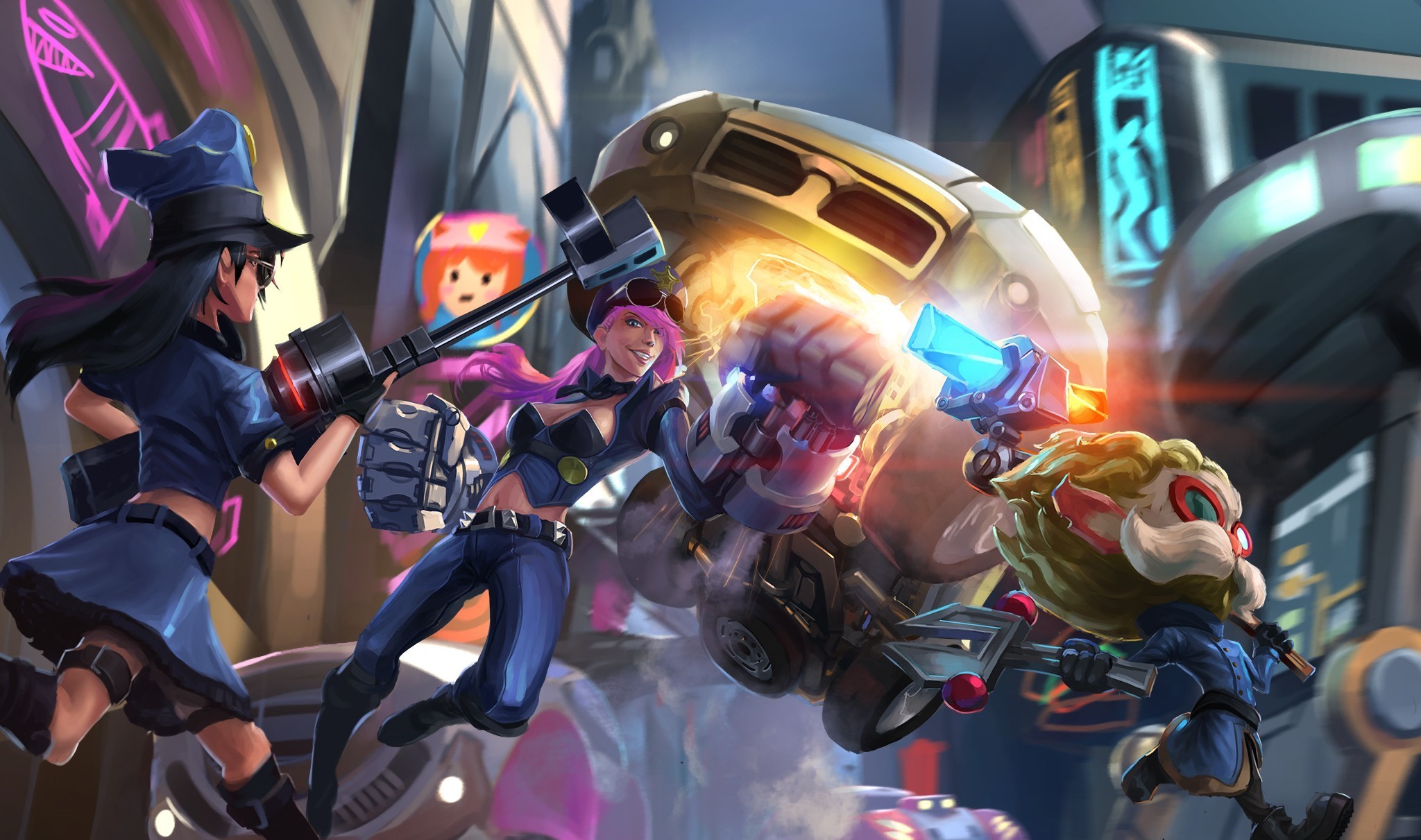 Vi and Heimerdinger from League of Legends HD Wallpaper