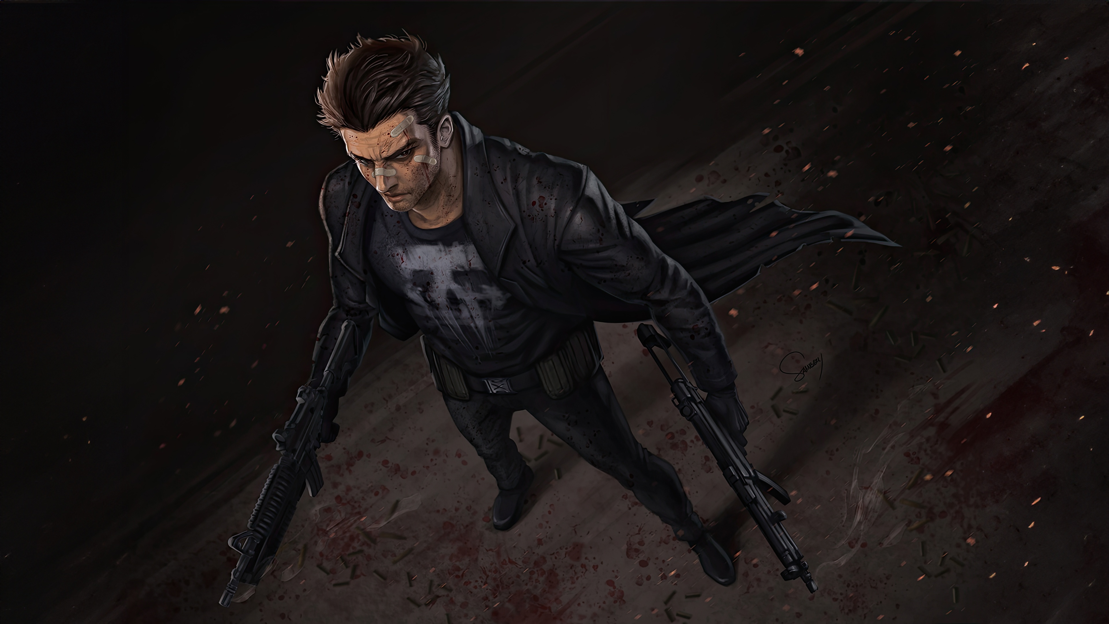 The Punisher with Guns HD Wallpaper