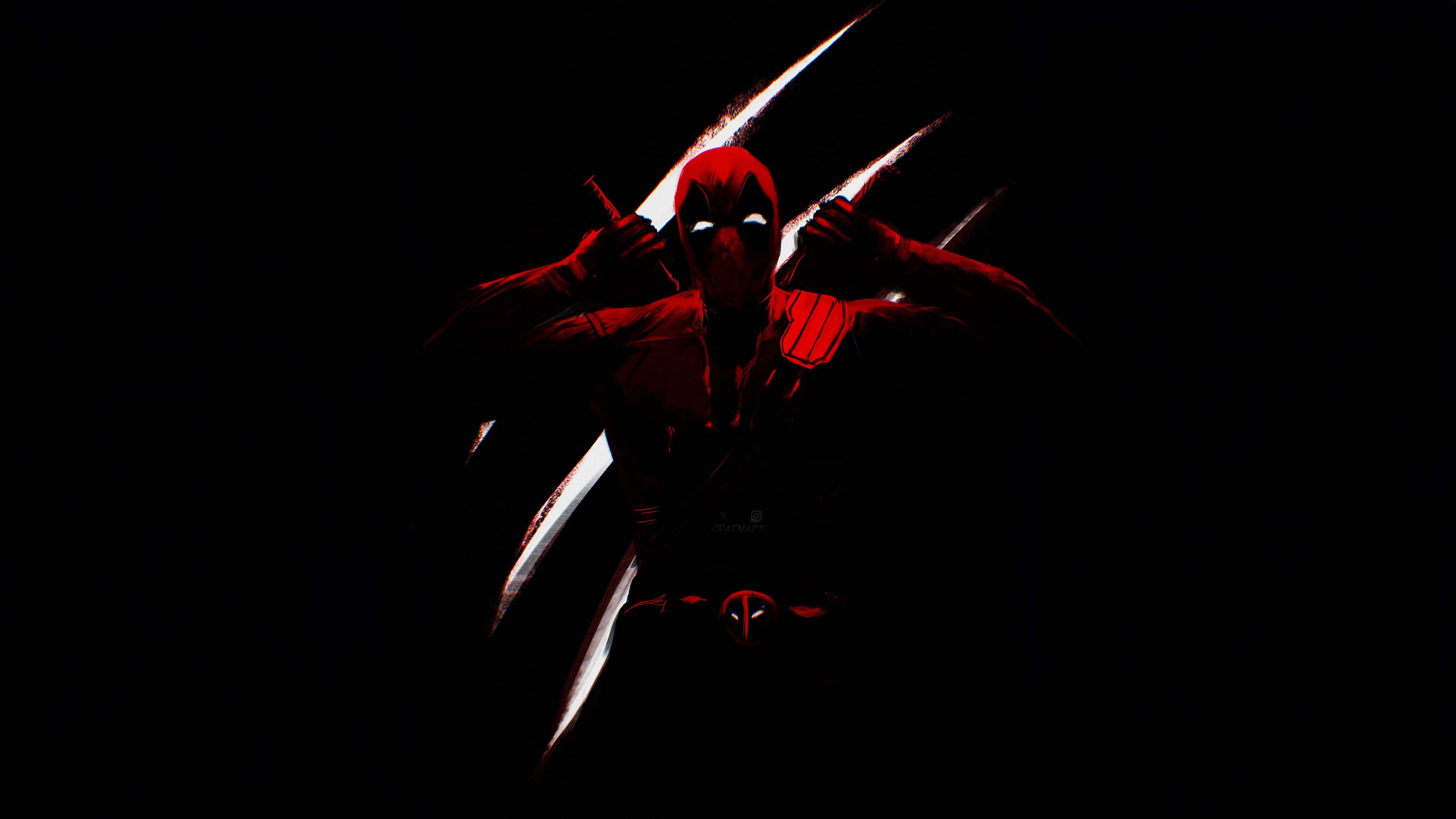 Deadpool with Katanas and Claw Marks HD Wallpaper