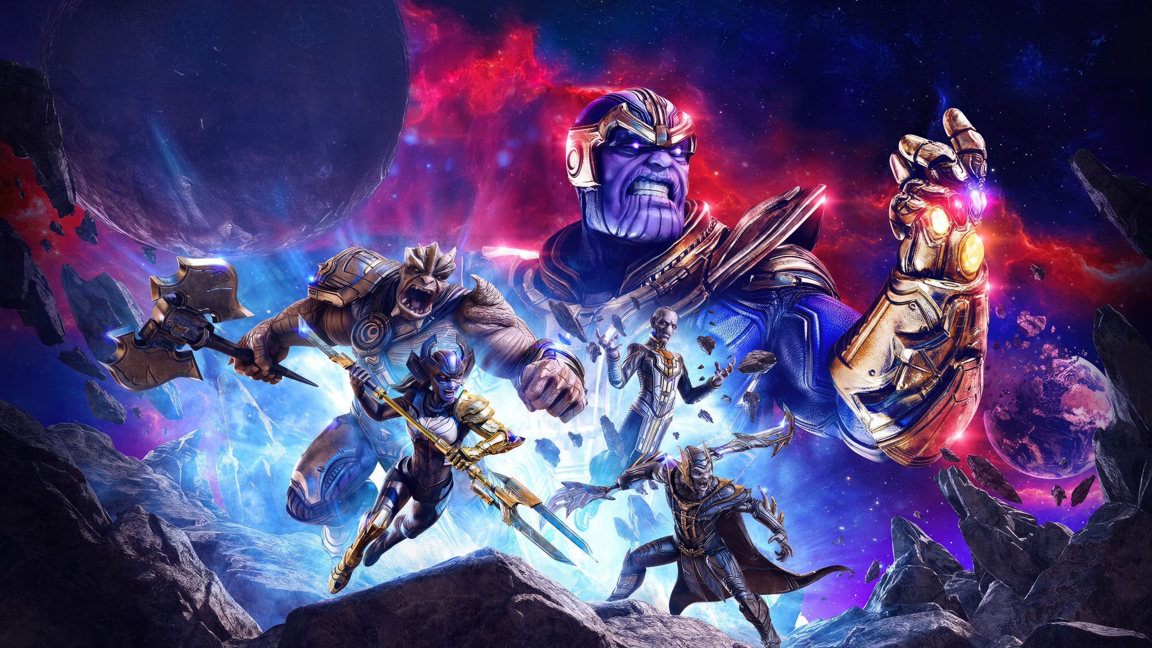 Thanos and his Black Order in Marvel Strike Force HD Wallpaper