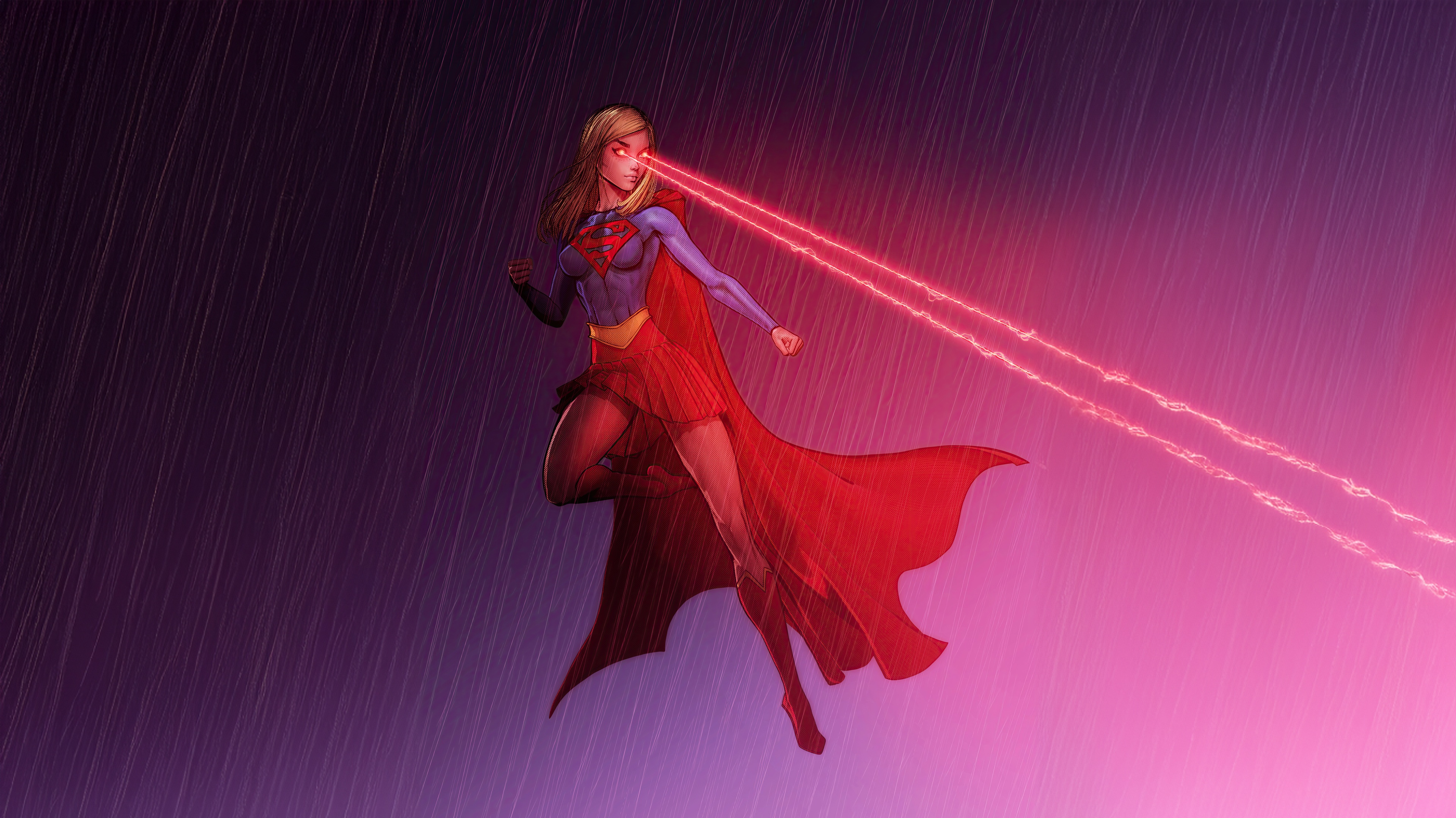 Supergirl Using Heat Vision in the Rain HD Wallpaper