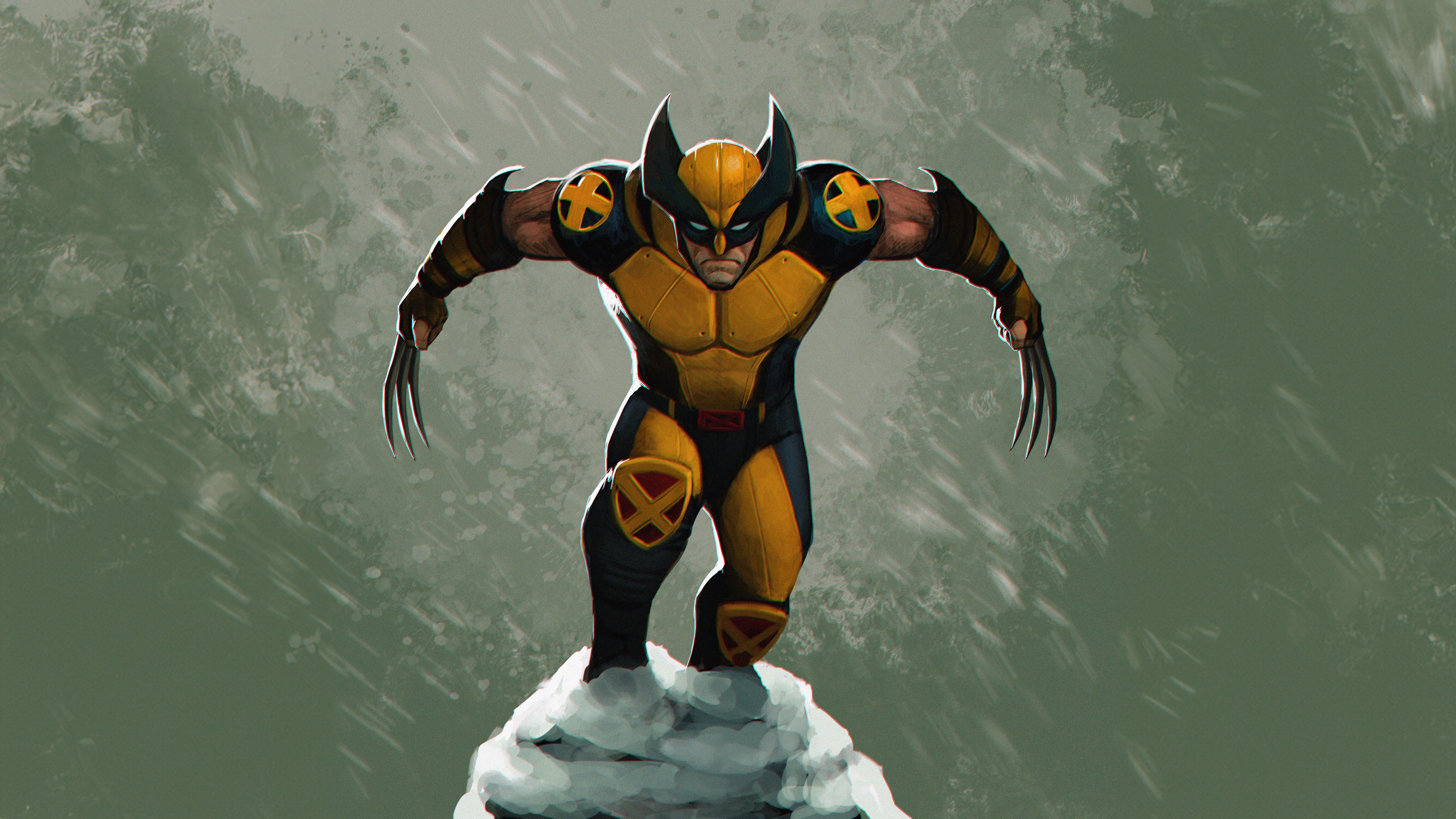 Wolverine standing on a snowy peak HD Wallpaper