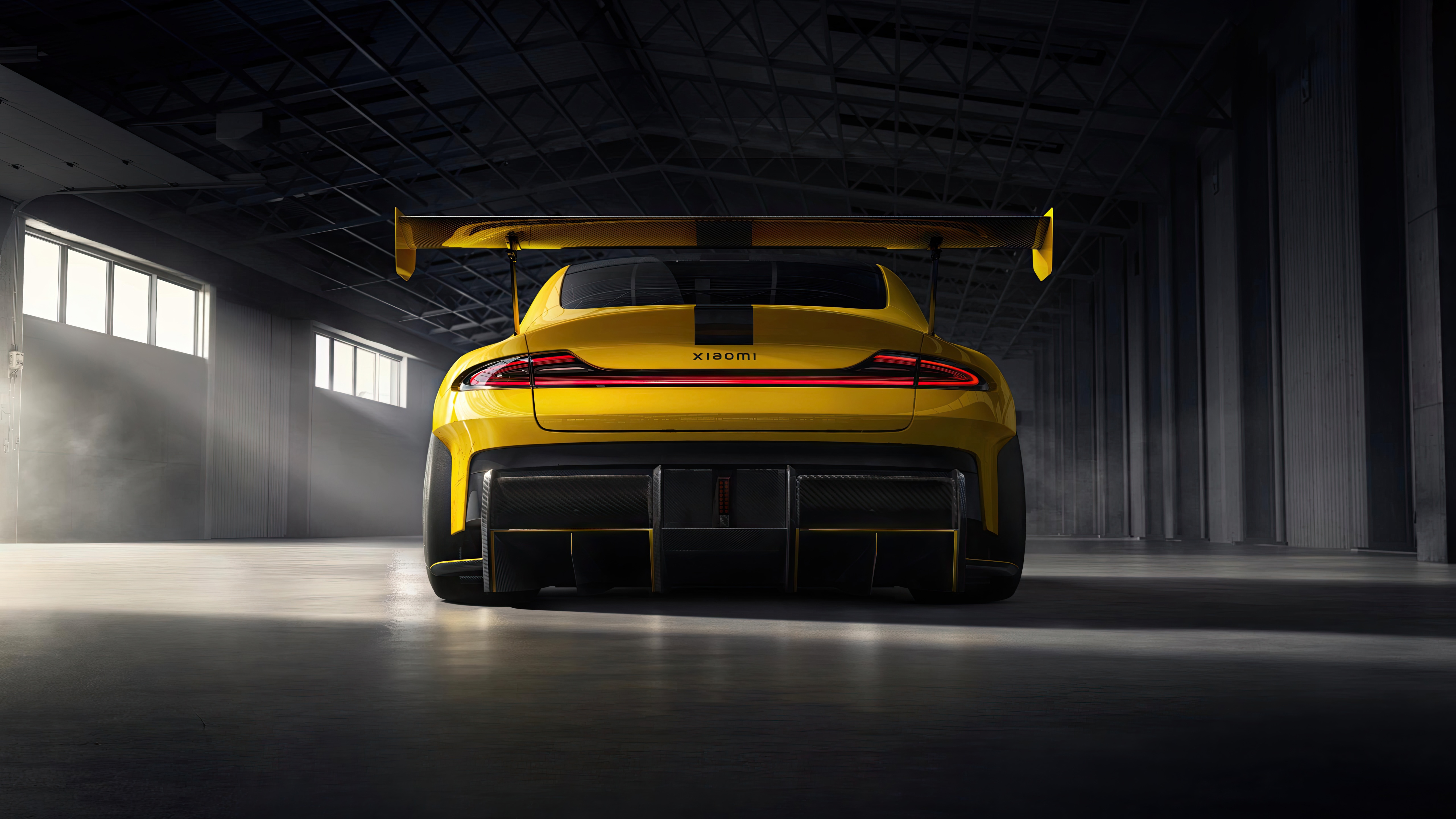 Yellow Xiaomi SU7 Ultra car rear view HD Wallpaper