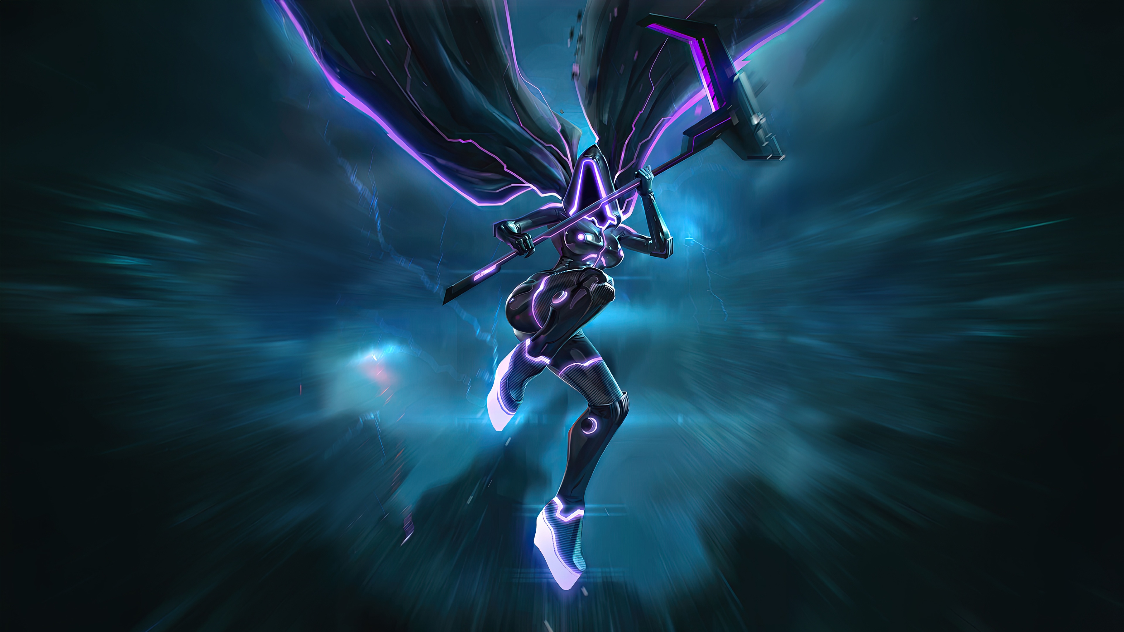 Tron Reaper with a Scythe and Cloak HD Wallpaper